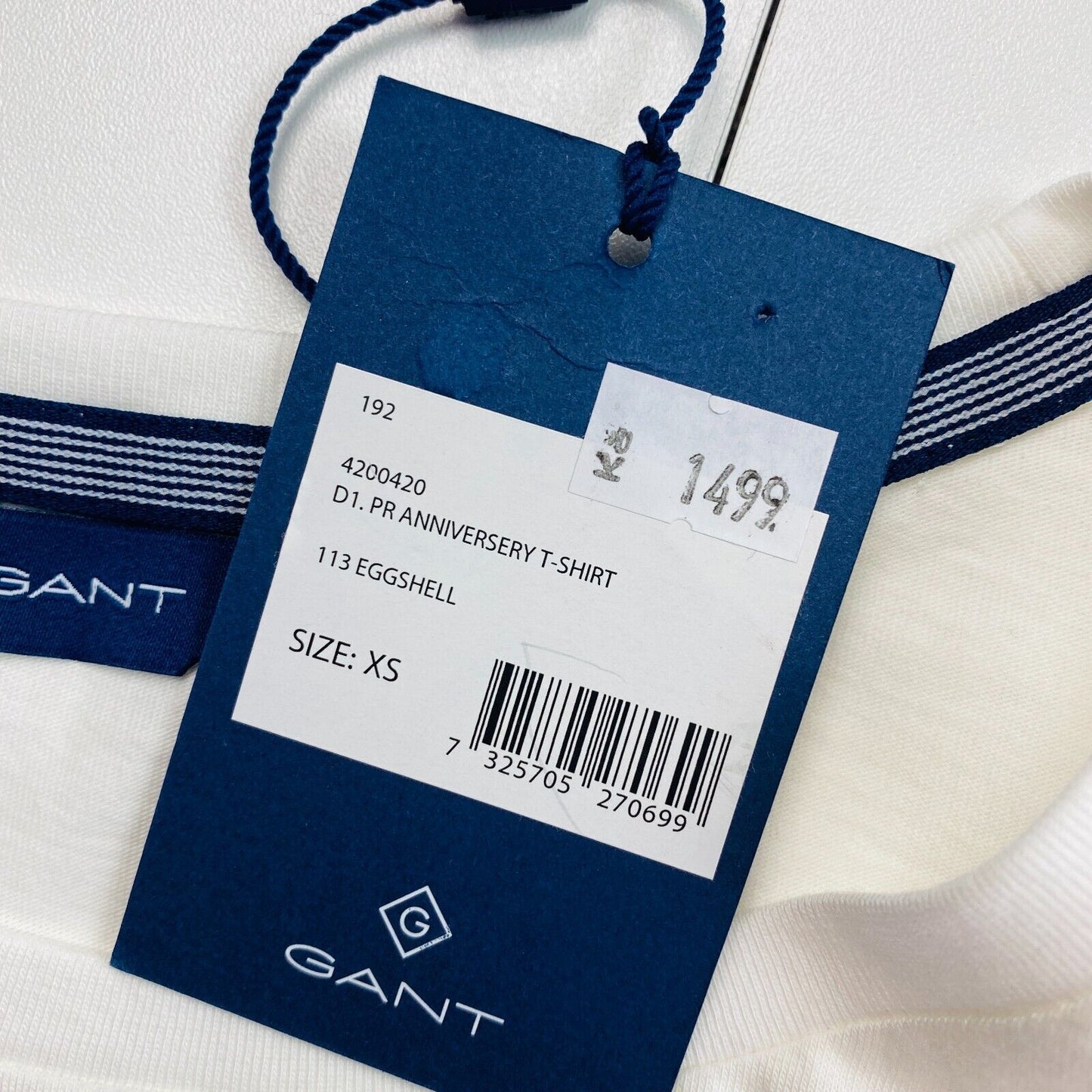 GANT Blanc PR Anniversaire Ras du Cou T-shirt Taille XS