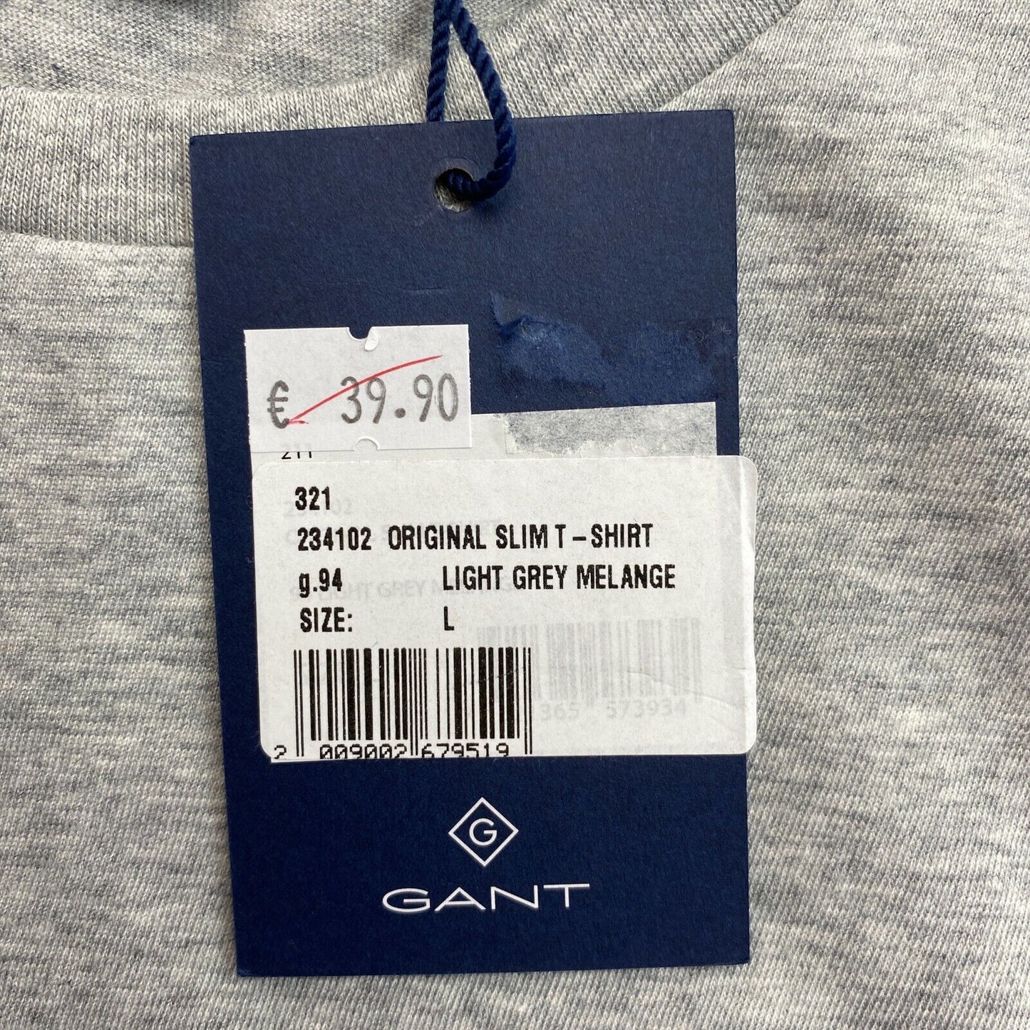 GANT Light Grey Original Slim Crew Neck T Shirt Size L