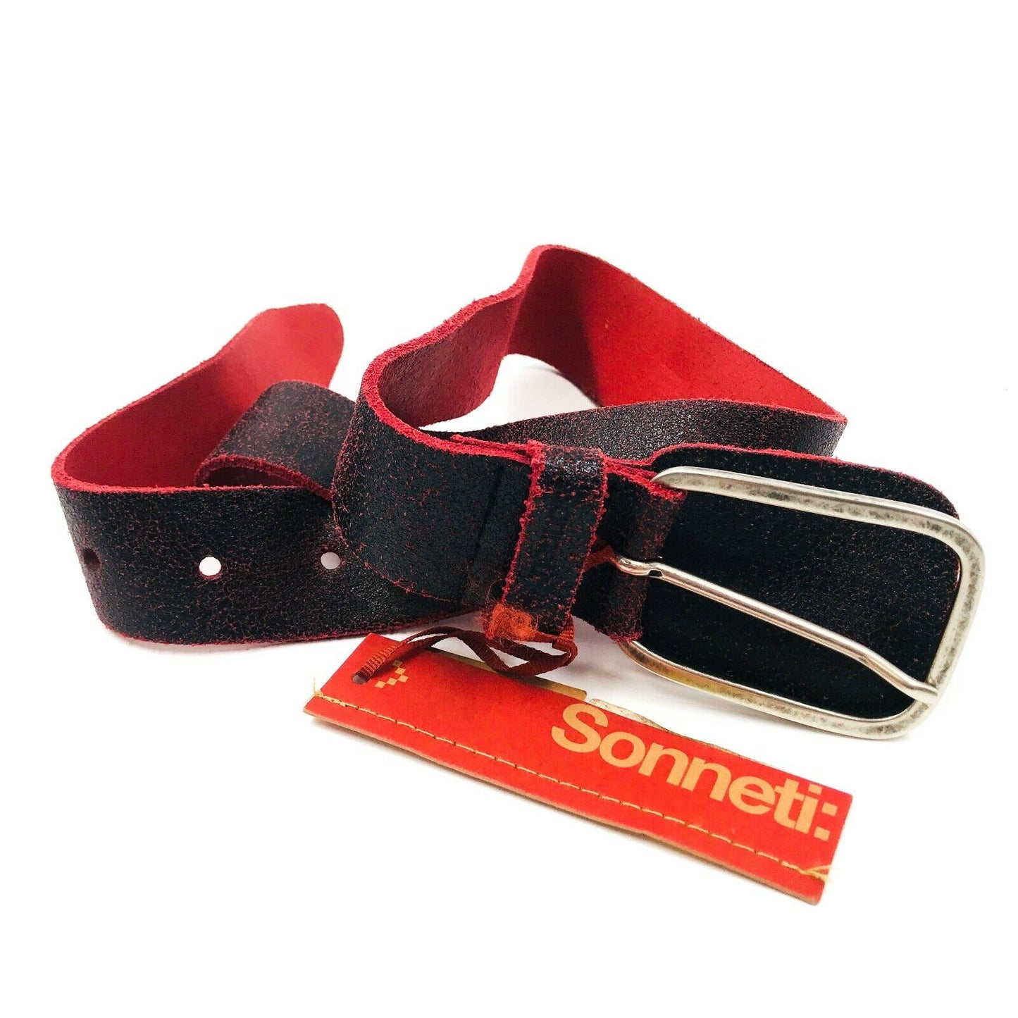 Sonneti Ceinture en cuir rouge noir de haute qualité Taille 34 po.