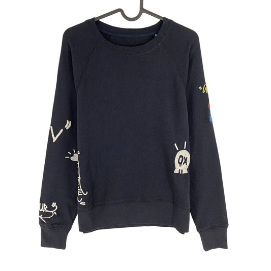 Zadig & Voltaire Women Navy Blue Embroidered Crew Neck Jumper Sweater Size XS