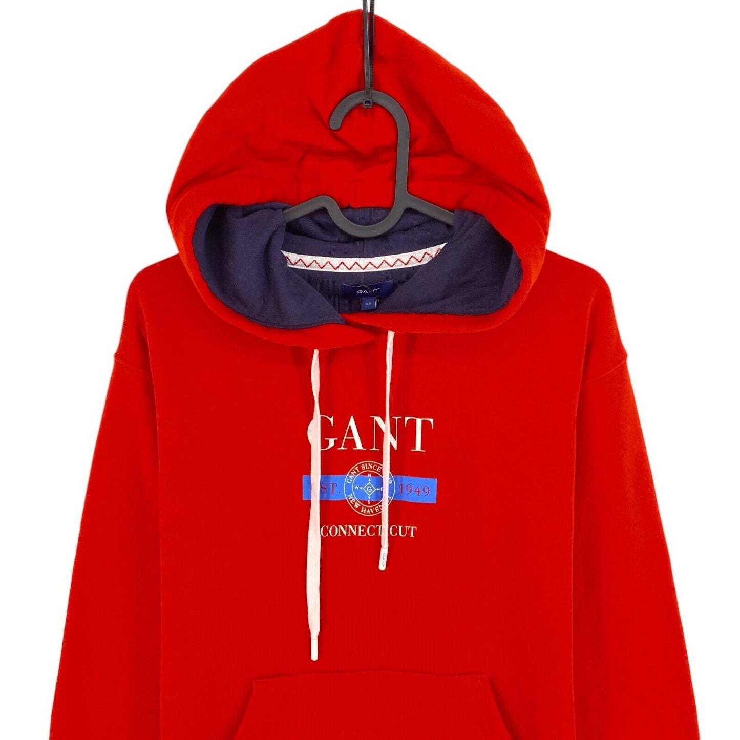 GANT – Sweat-Kapuzenkleid mit nautischem Logo, Rot, Größe XS