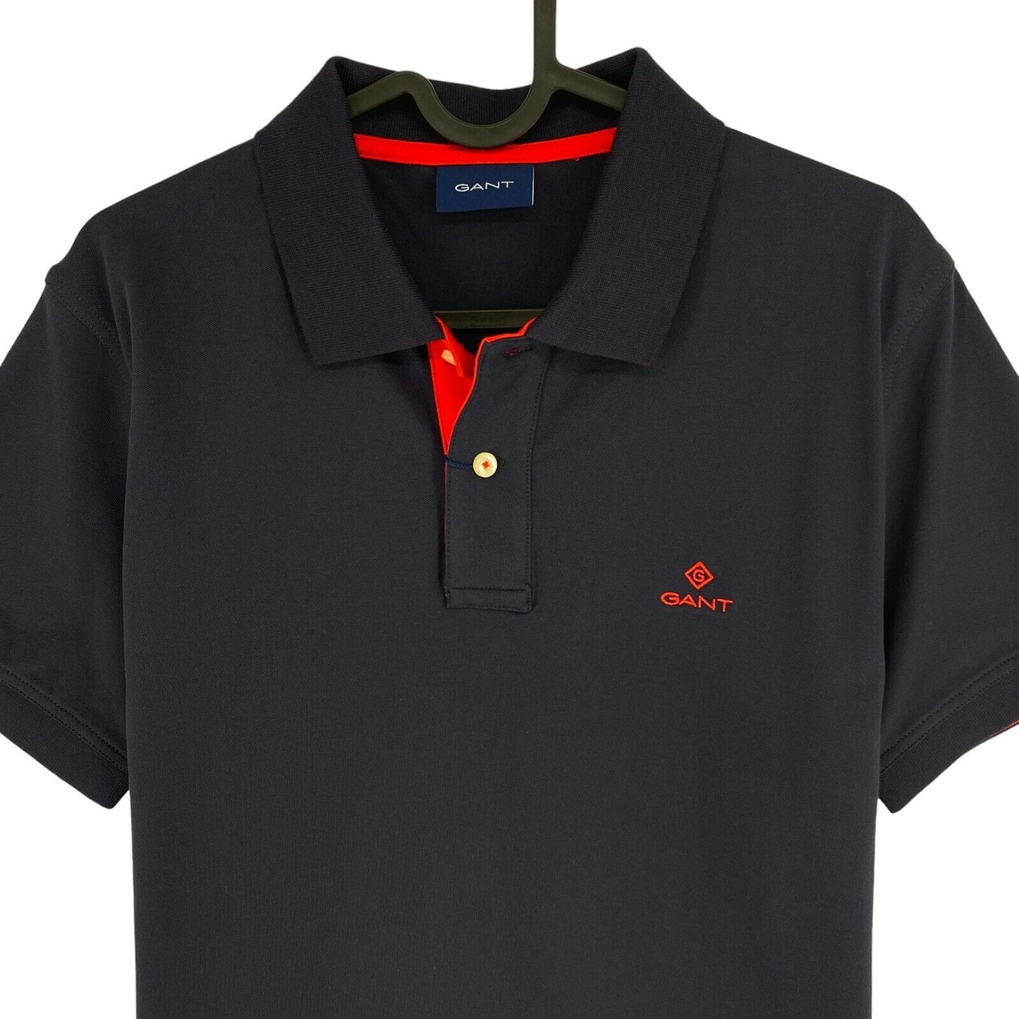 GANT Navy Blue Contrast Collar Pique Rugger Polo Shirt Size M