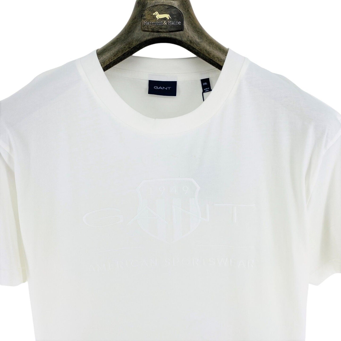 GANT White Tonal Archive Shield Crew Neck Short Sleeve T Shirt Size 2XL XXL