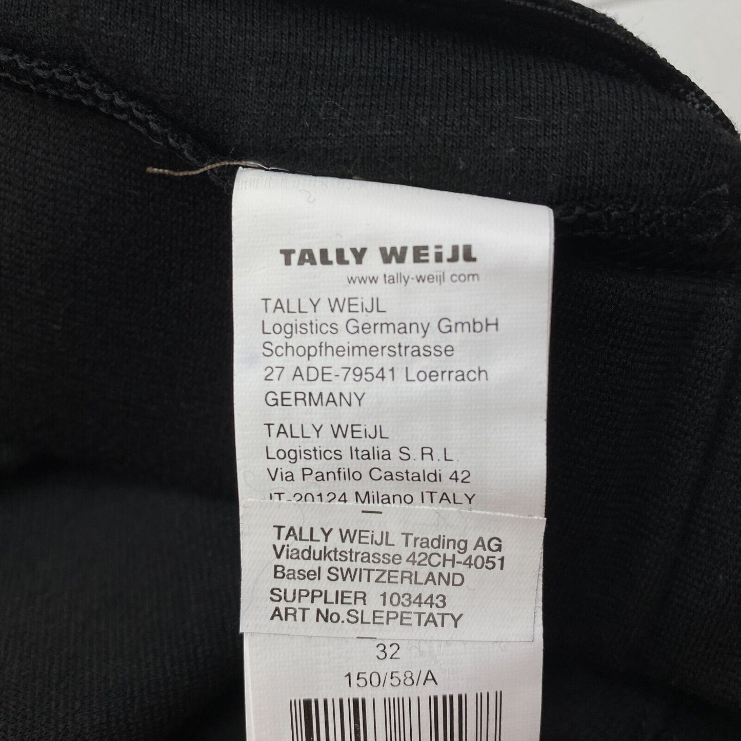 TALLY WEiJL Black Cotton Blend Straight Legging Trousers Pants Size 32 W21 L24