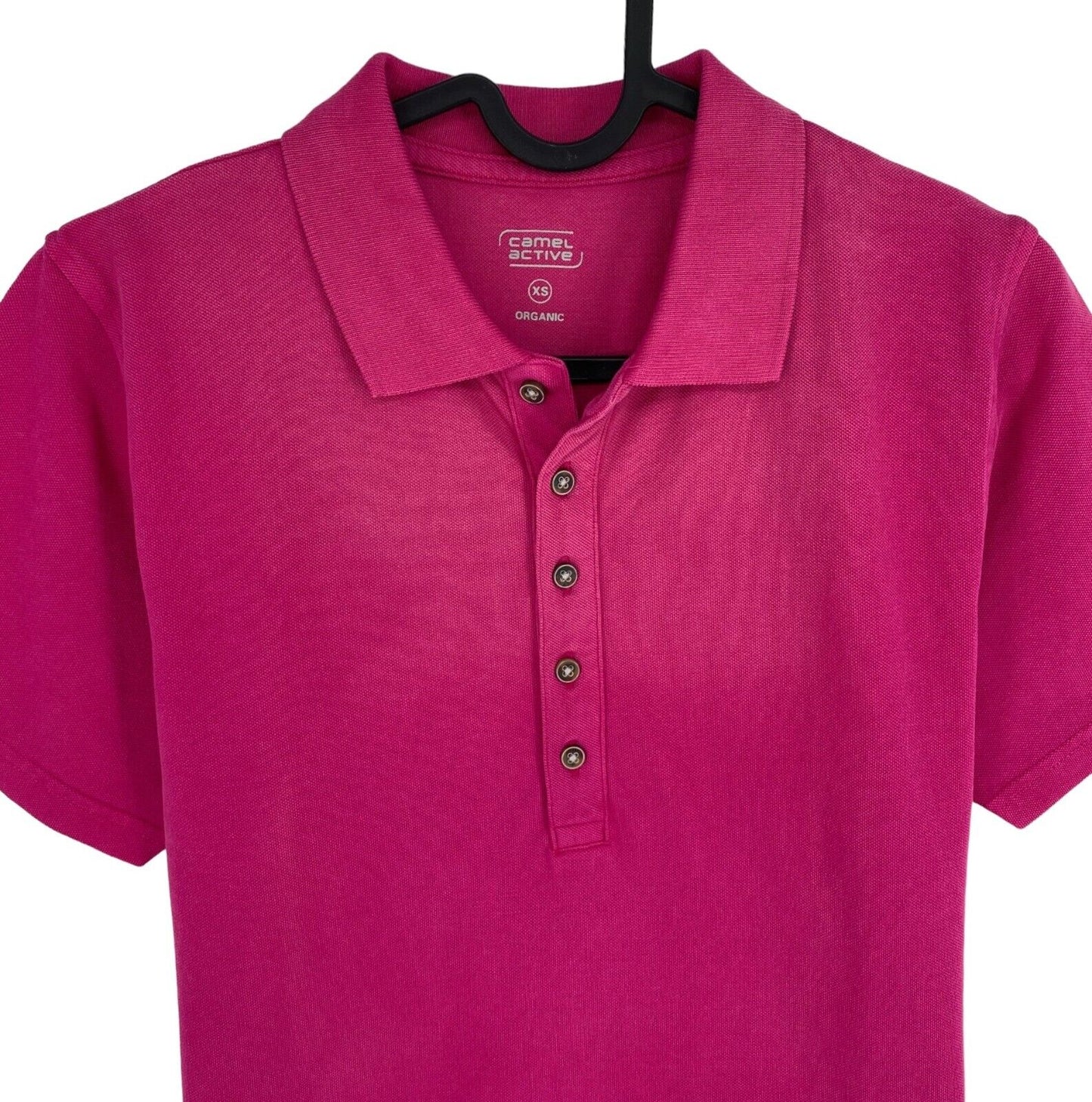 Camel Active Women Dark Pink Solid Short Sleeves Pique Polo Shirt Size XS