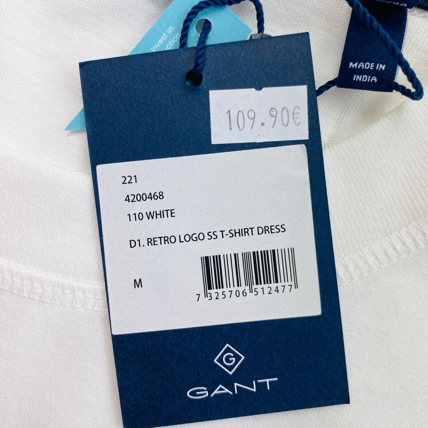 GANT White Retro Logo Short Sleeves T Shirt Dress Size M