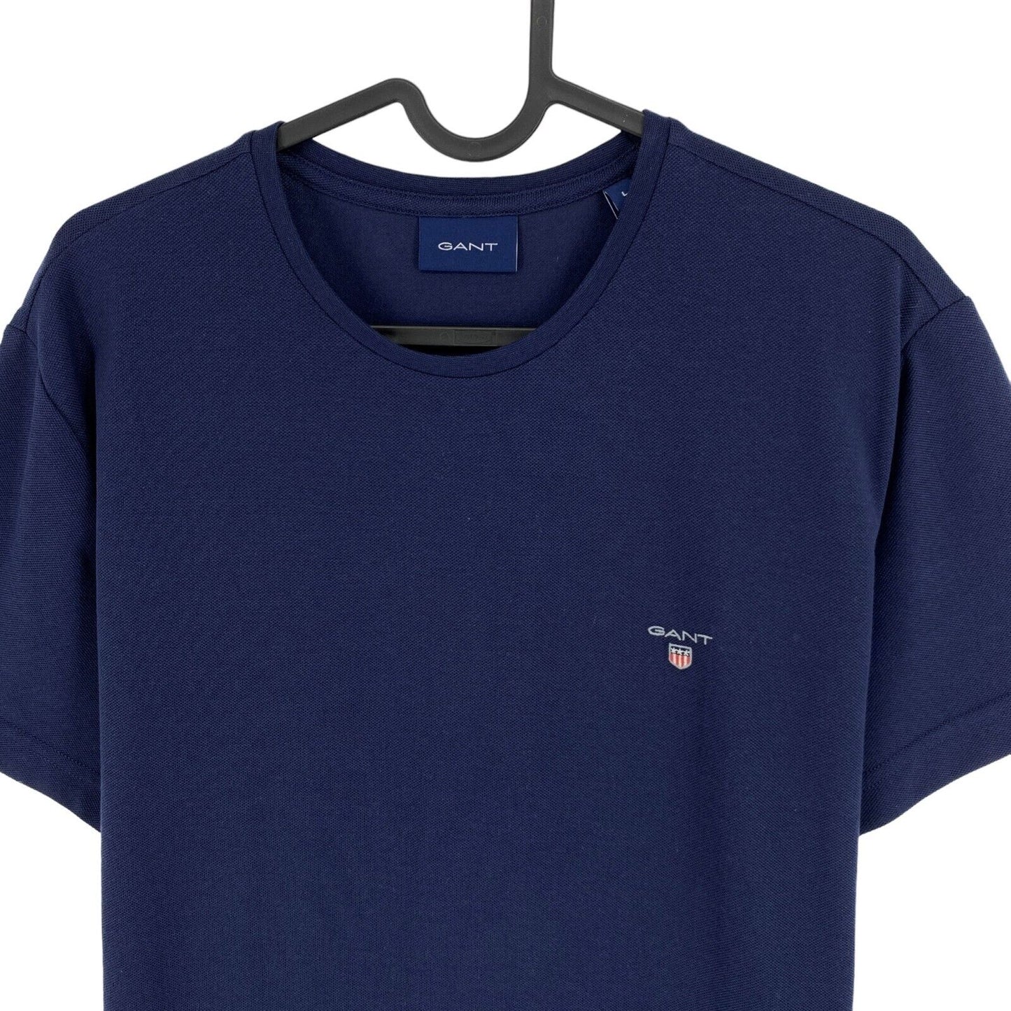 GANT T-Shirt mit Rundhalsausschnitt, Piqué, Marineblau, Größe L