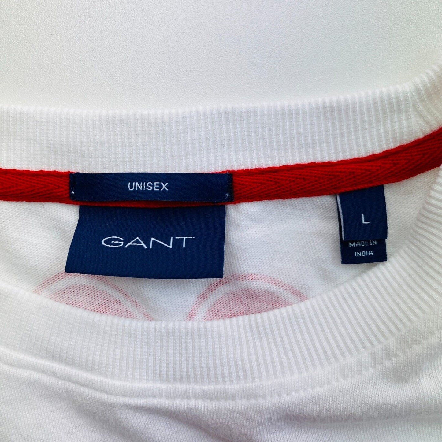 GANT White Logo Unisex Crew Neck T Shirt Size L