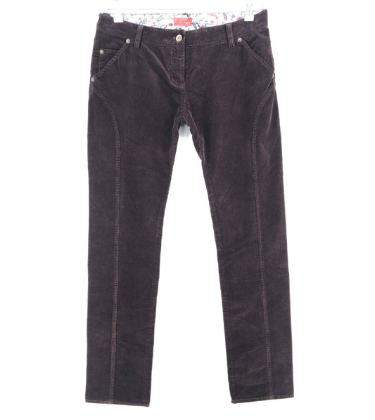 PVC €180 Pringle Of Scotland Jean Velours Violet Foncé Taille 36 38 40 42