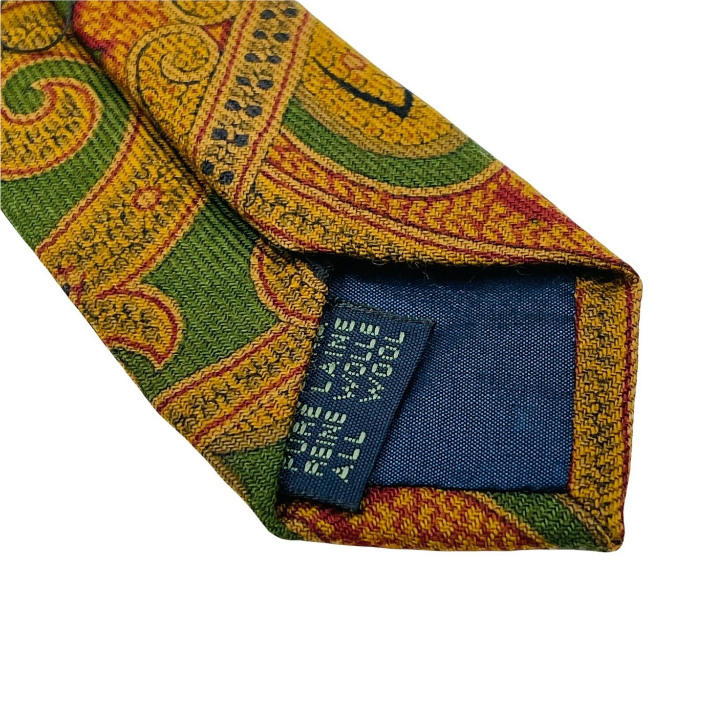 GANT Vintage Green Yellow Ornament 100% Wool Hand Made Tie