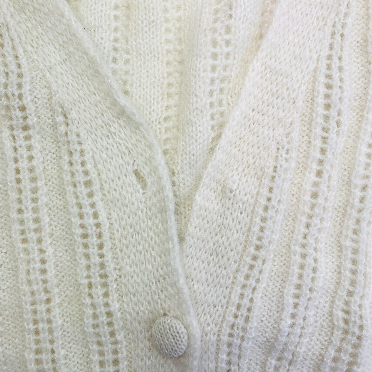 PROMOD Women White V Neck Knitted Cardigan Sweater Jumper Size XL