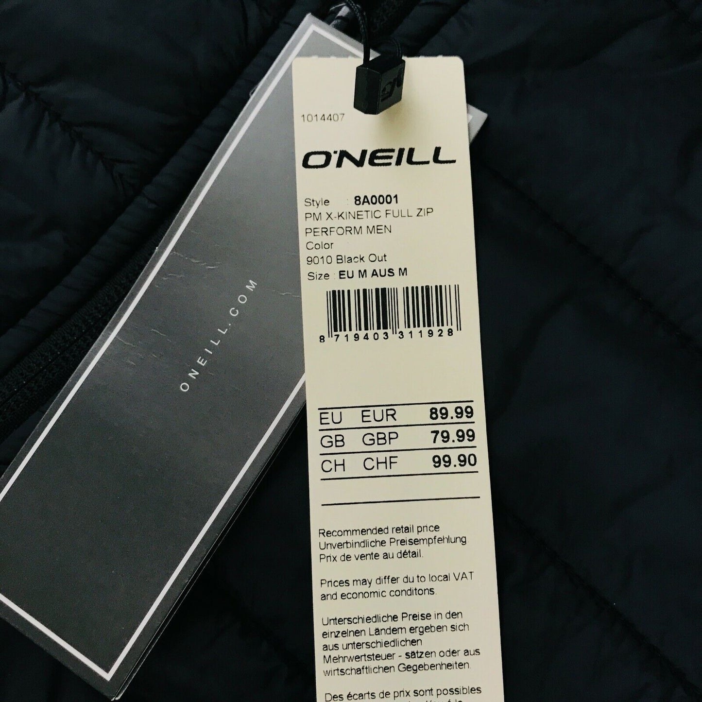 O'Neill X-Kinetic Full Zip Grey Padded Jacket Size M