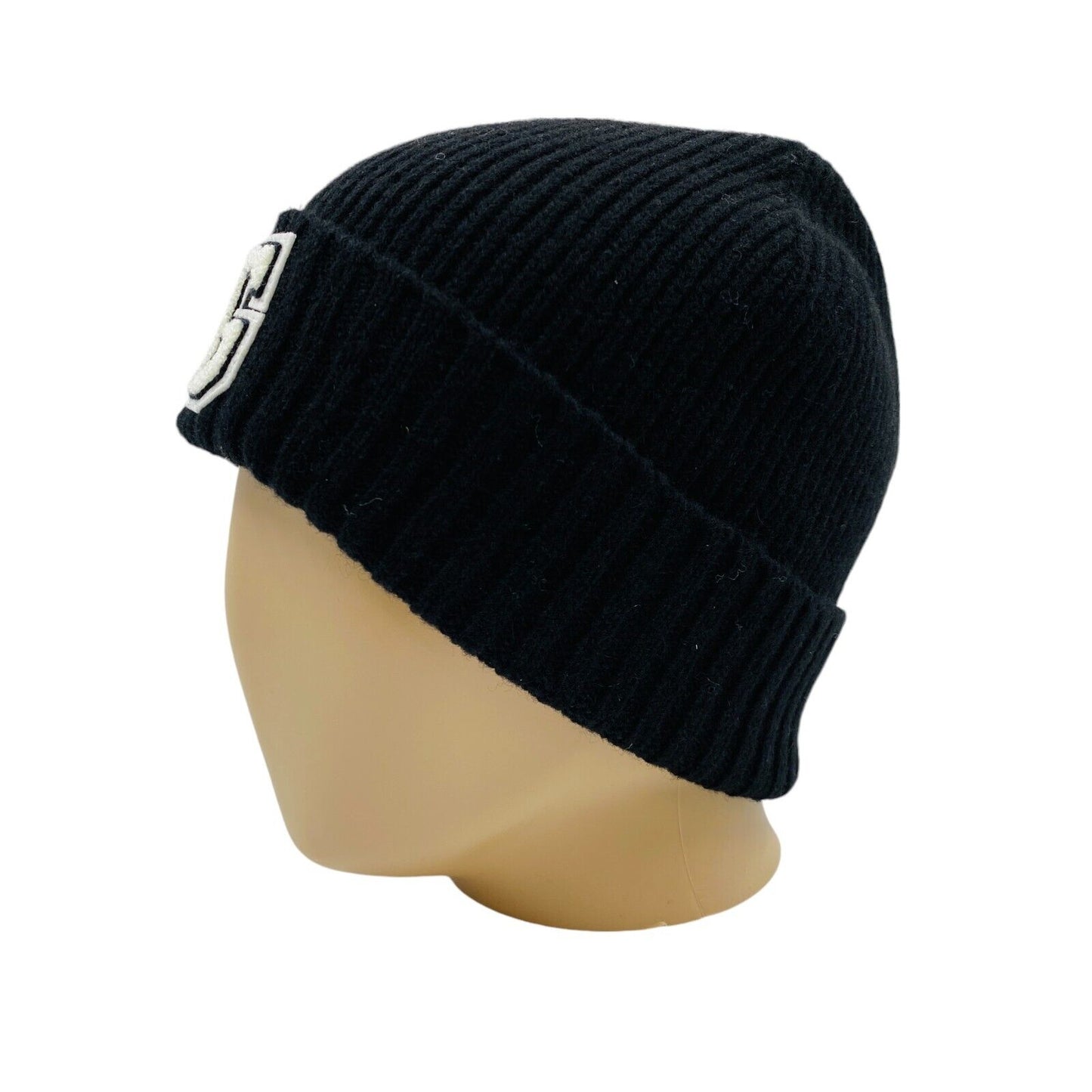 GANT Women Black Wool Blend Knit Beanie Winter Hat One Size