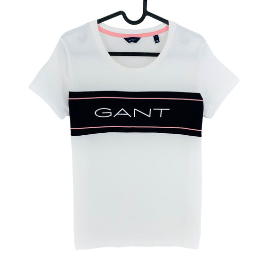 GANT T-shirt col rond à rayures blanches avec logo taille S