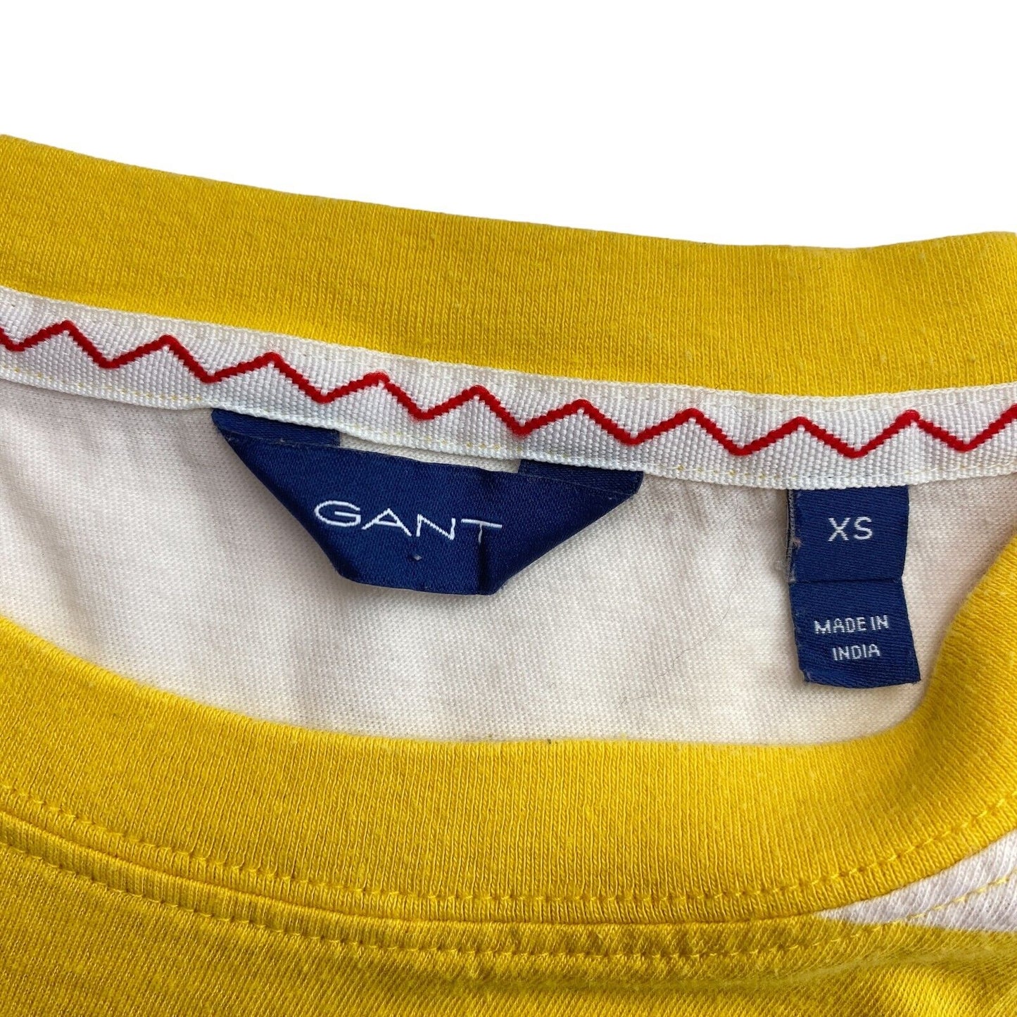 GANT Yellow Logo Striped Crew Neck T Shirt Size XS