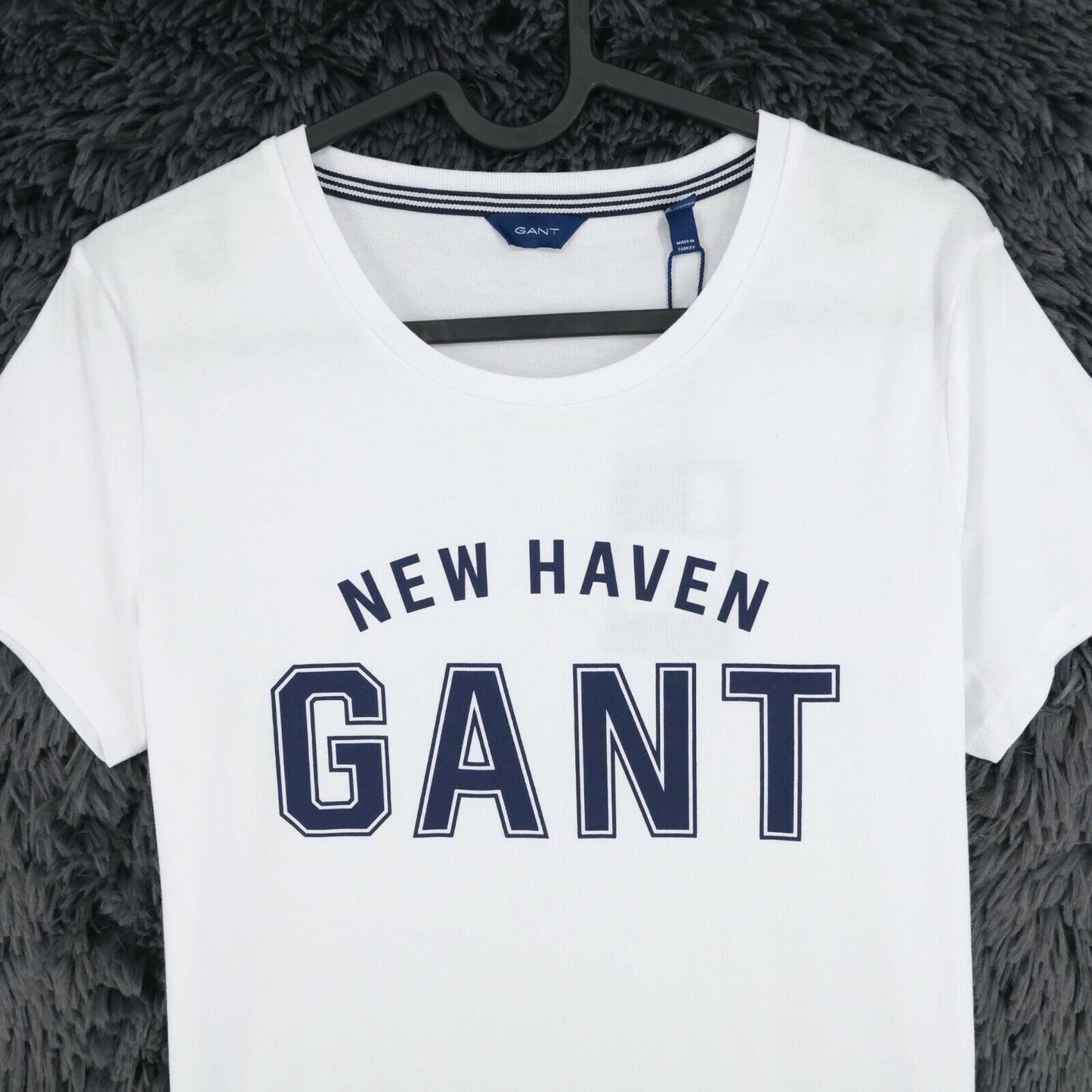 GANT T-Shirt mit Rundhalsausschnitt und großem Logo, Größe XS/S, Weiß