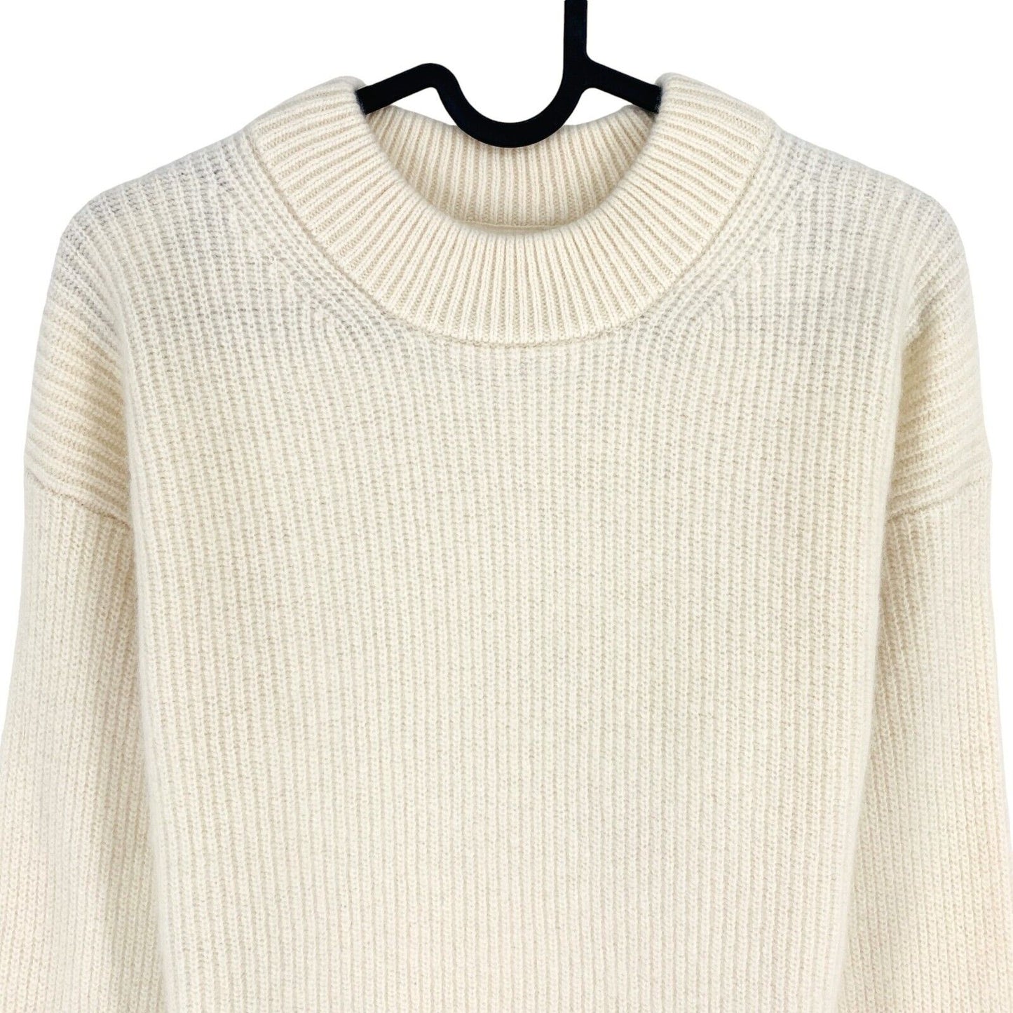 GANT Women Beige Rib Wool Crew Neck Sweater Jumper Size M