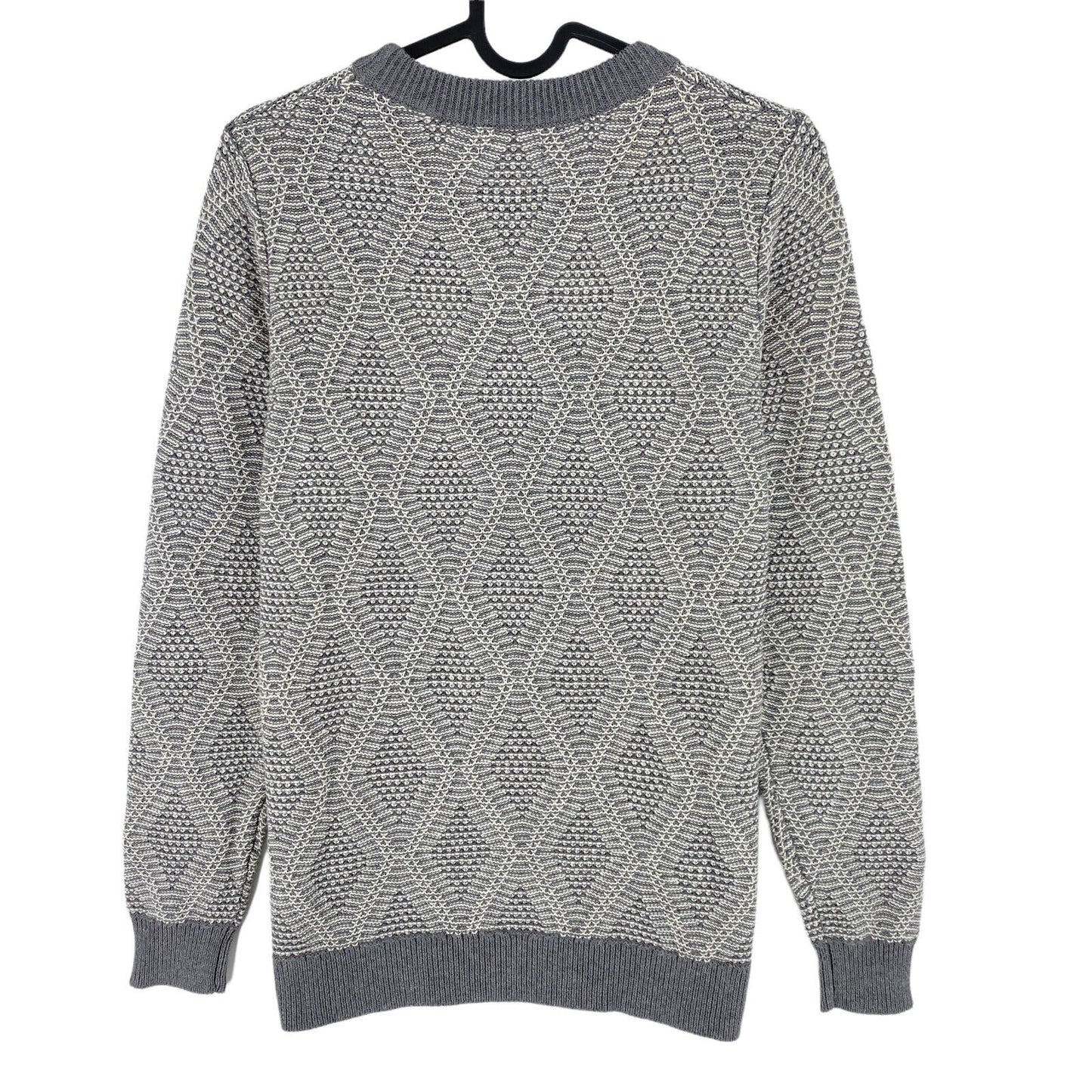 GANT Grey Cotton Wool Argyle Crew Neck Sweater Jumper Size S