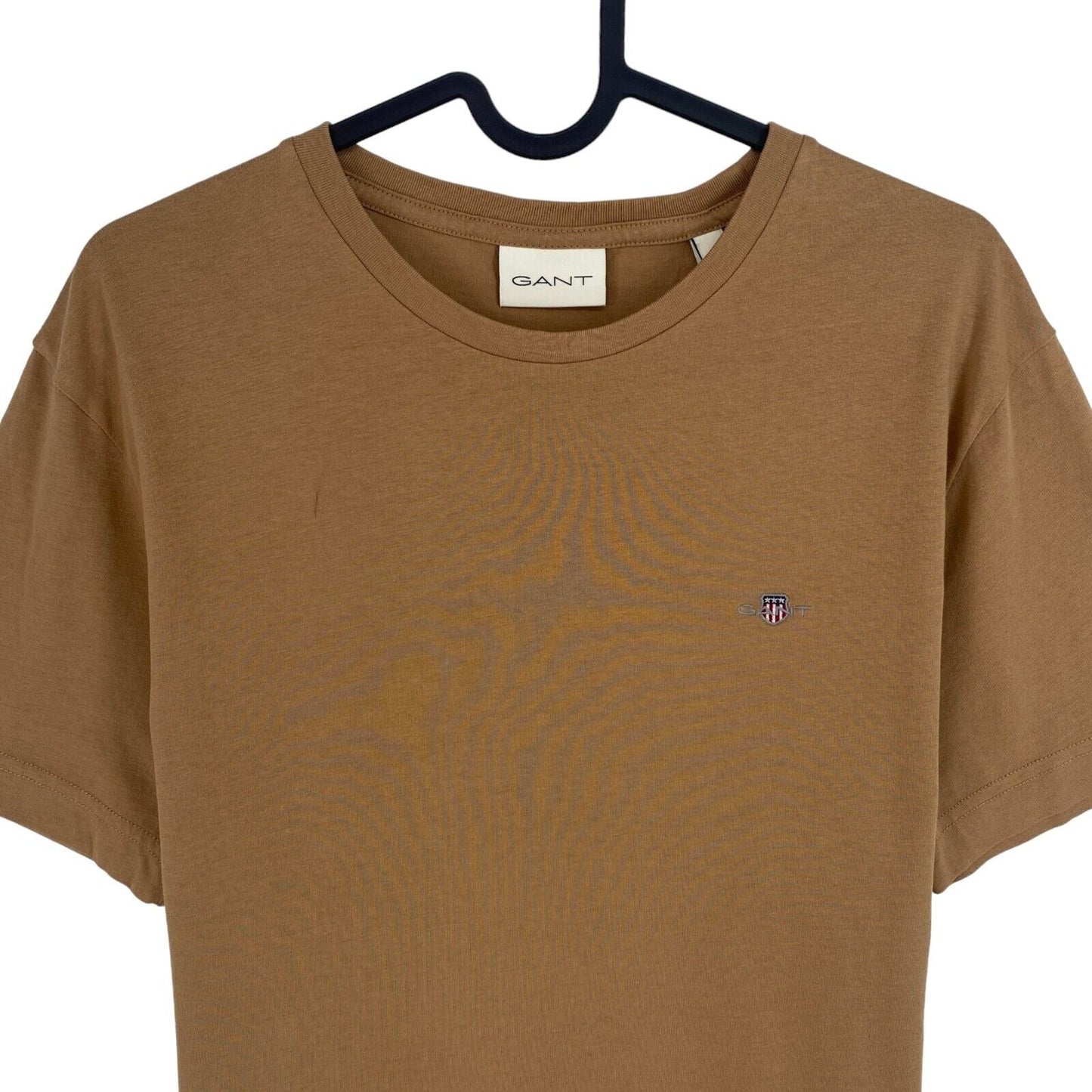 GANT Men Brown Regular Shield Crew Neck Short Sleeves T Shirt Size S