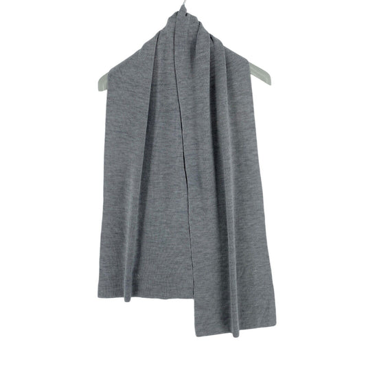 GANT Grey 100% Merino Wool Rib Knit Long Scarf