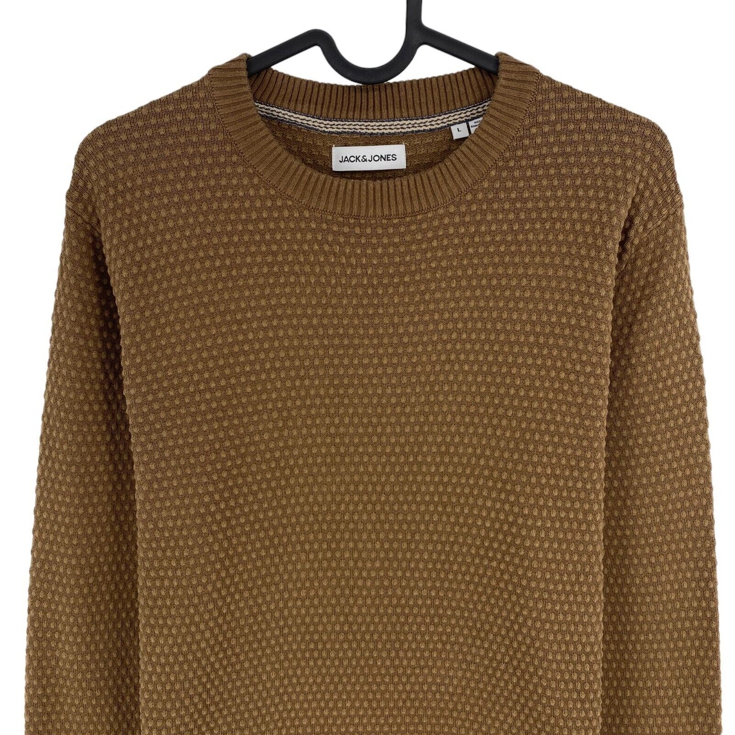 JACK&JONES Mens Brown Knit Crew Neck Sweater Jumper Size L