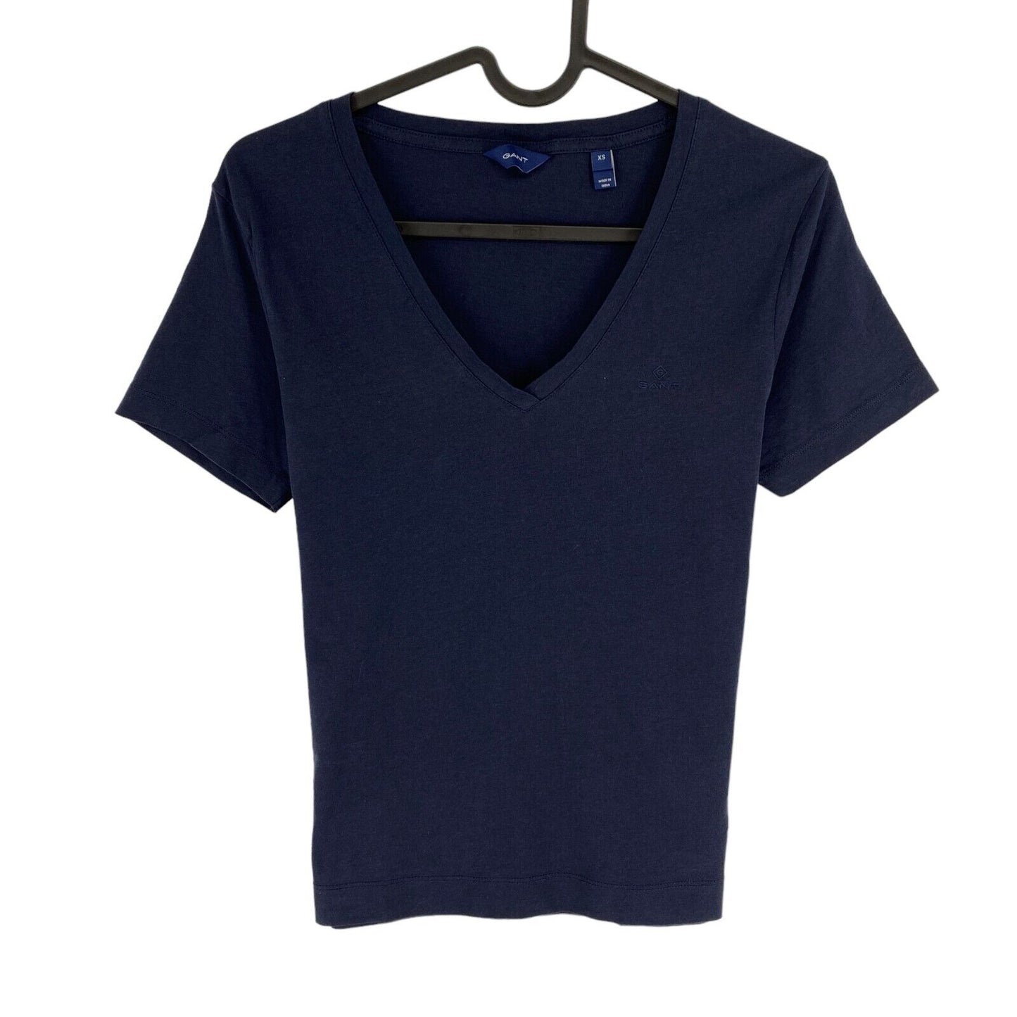 GANT Women Navy Blue Original V Neck Short Sleeve T Shirt Size XS