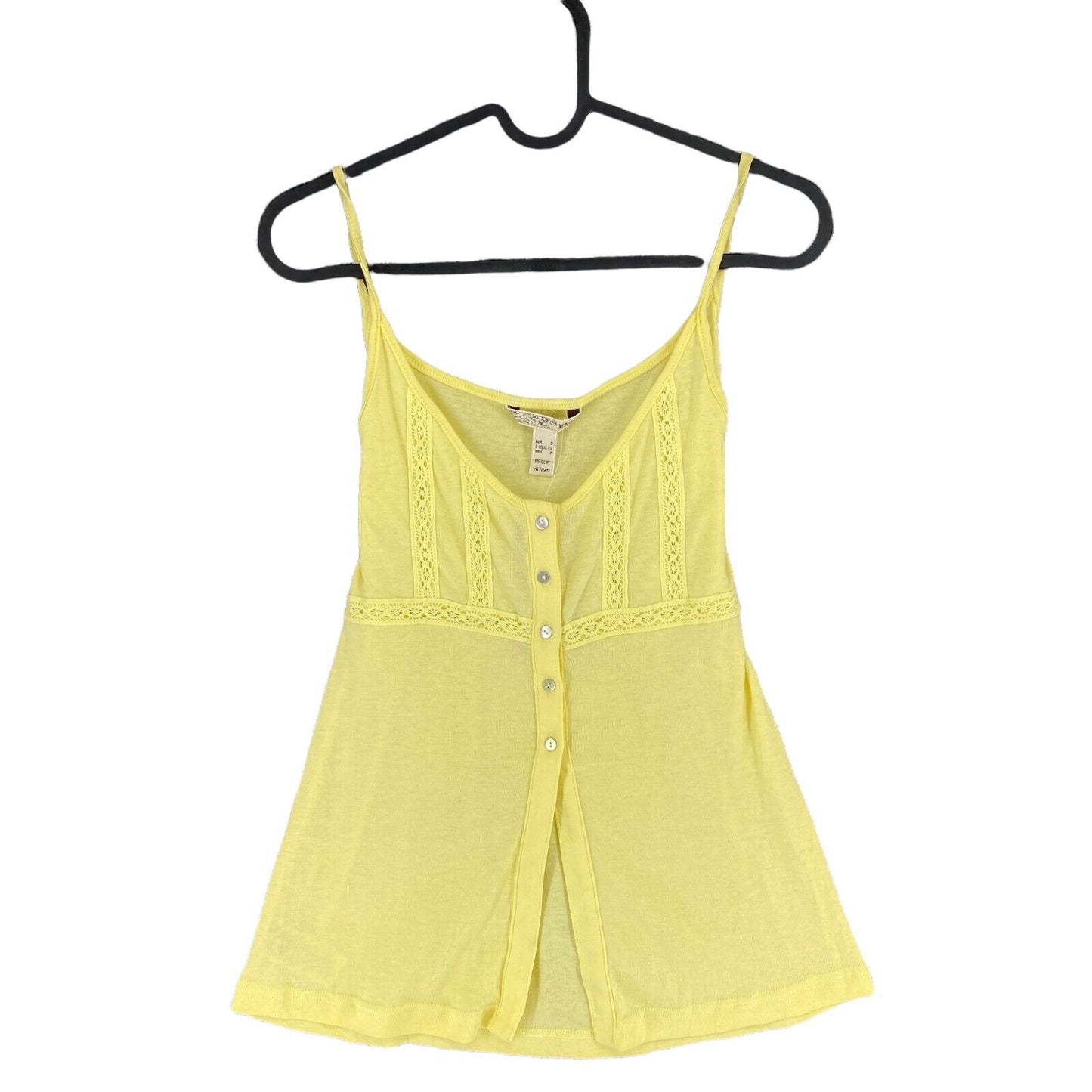 MANGO Yellow 100% Cotton Sleeveless Round Neck Jersey Tank Top Size S