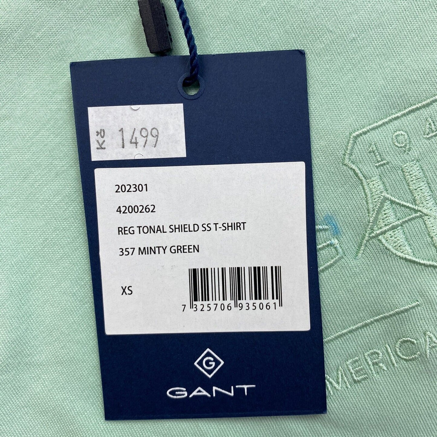 GANT Women Green Reg Tonal Shield Crew Neck Short Sleeves T Shirt Size XS