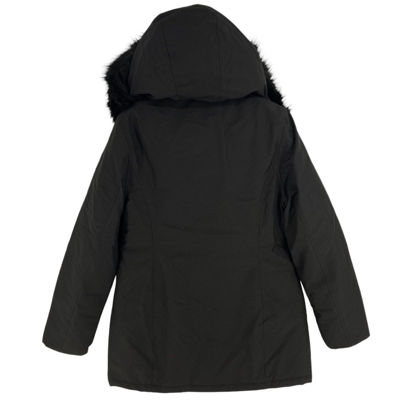 Helvetica Women Black Hooded Parka Jacket Coat Size S