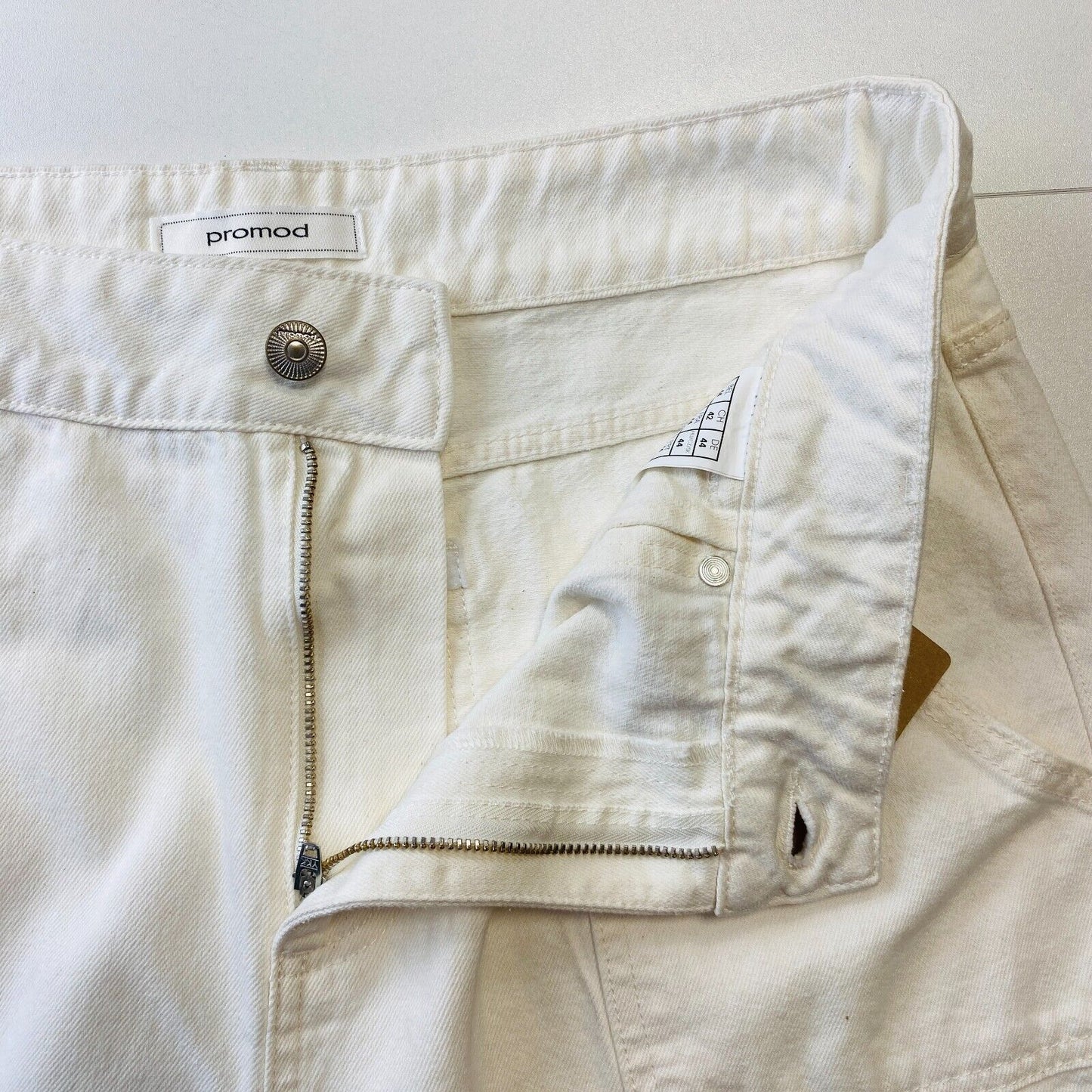 PROMOD Women White Relaxed Wide Leg Fit Jeans Size EU 44 W32