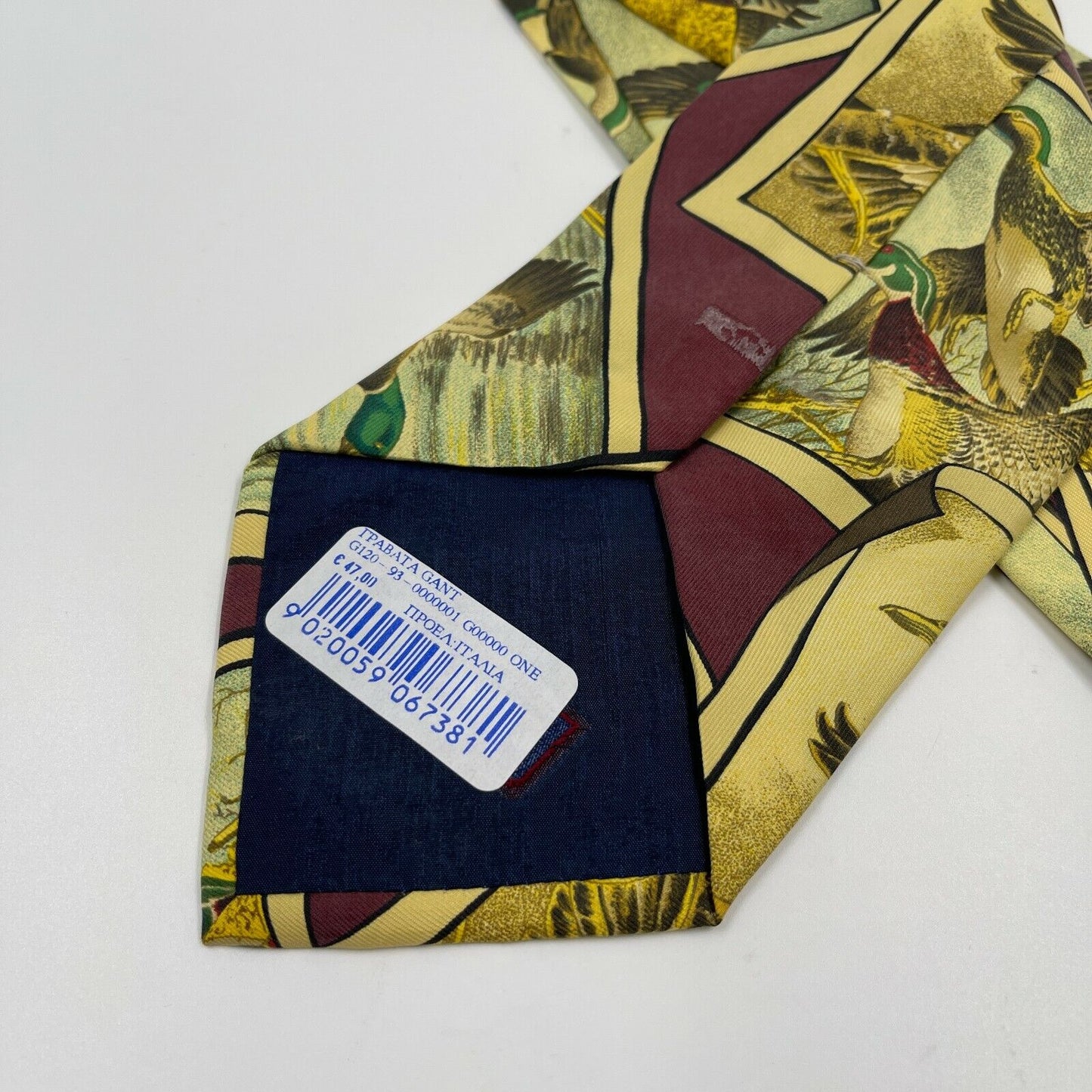 Vintage GANT Yellow Birds Ornament 100% Silk Tie