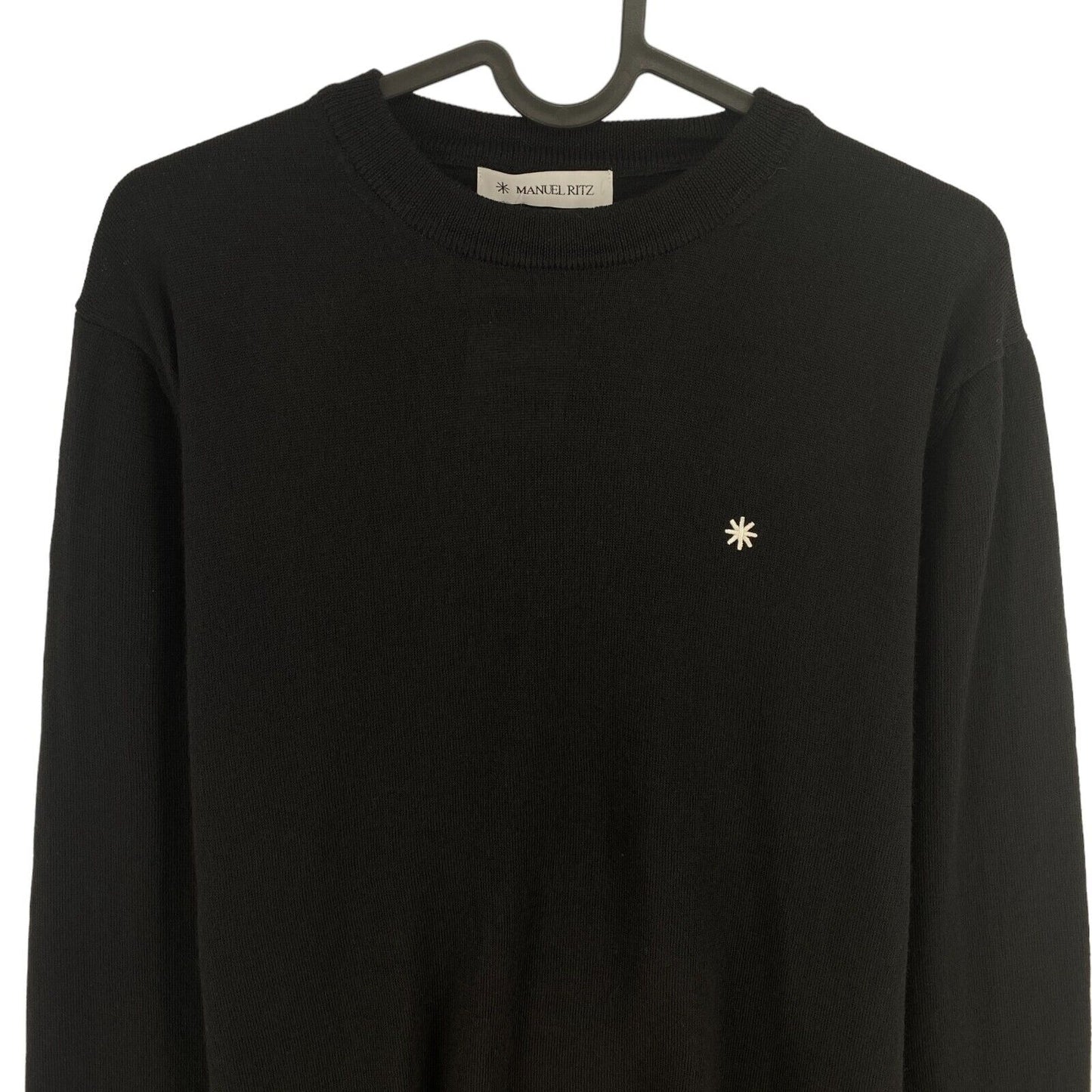 MANUEL RITZ Black 100% Wool Crew Neck Sweater Pullover Size M