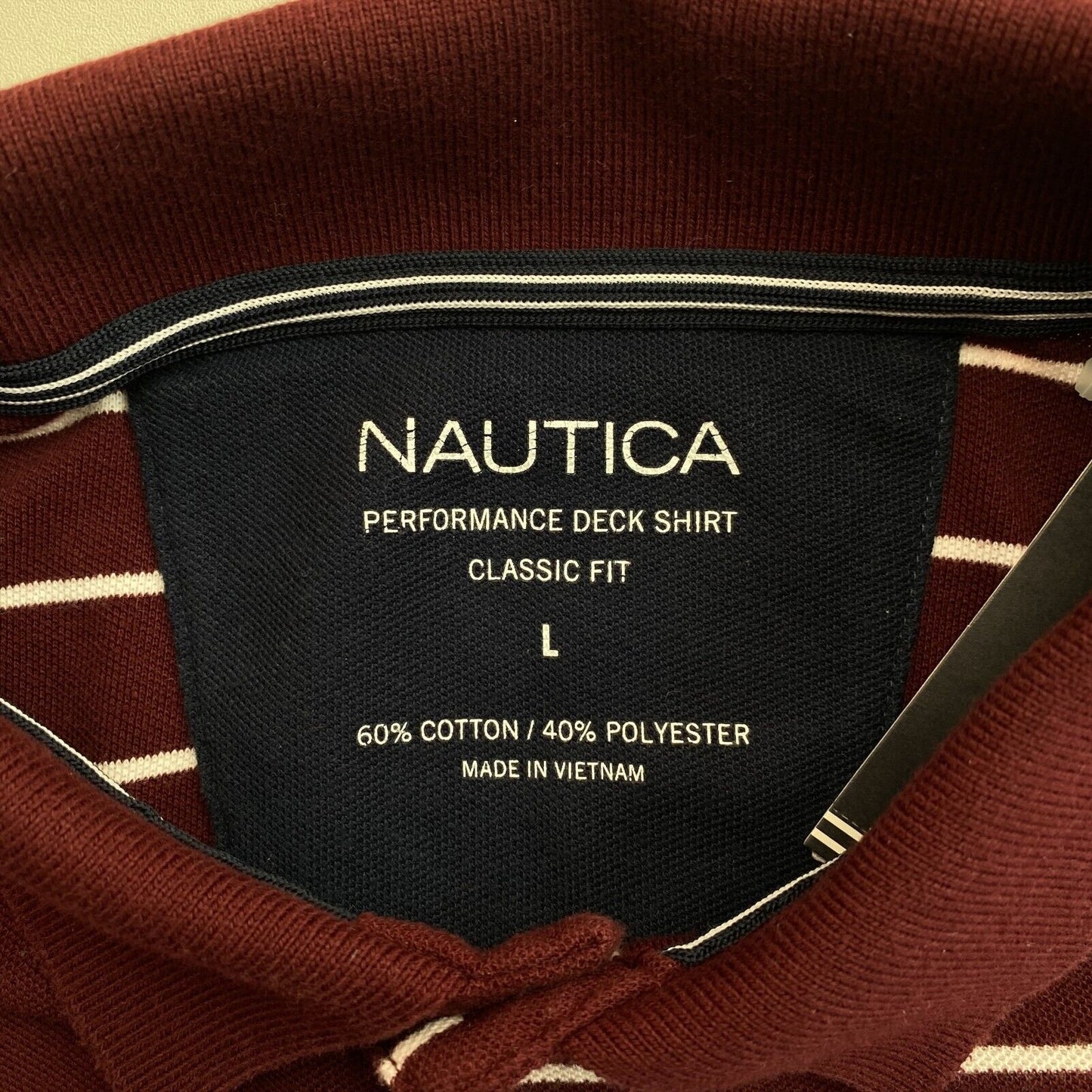 NAUTICA Dark Red Classic Fit Pique Polo Shirt Size L