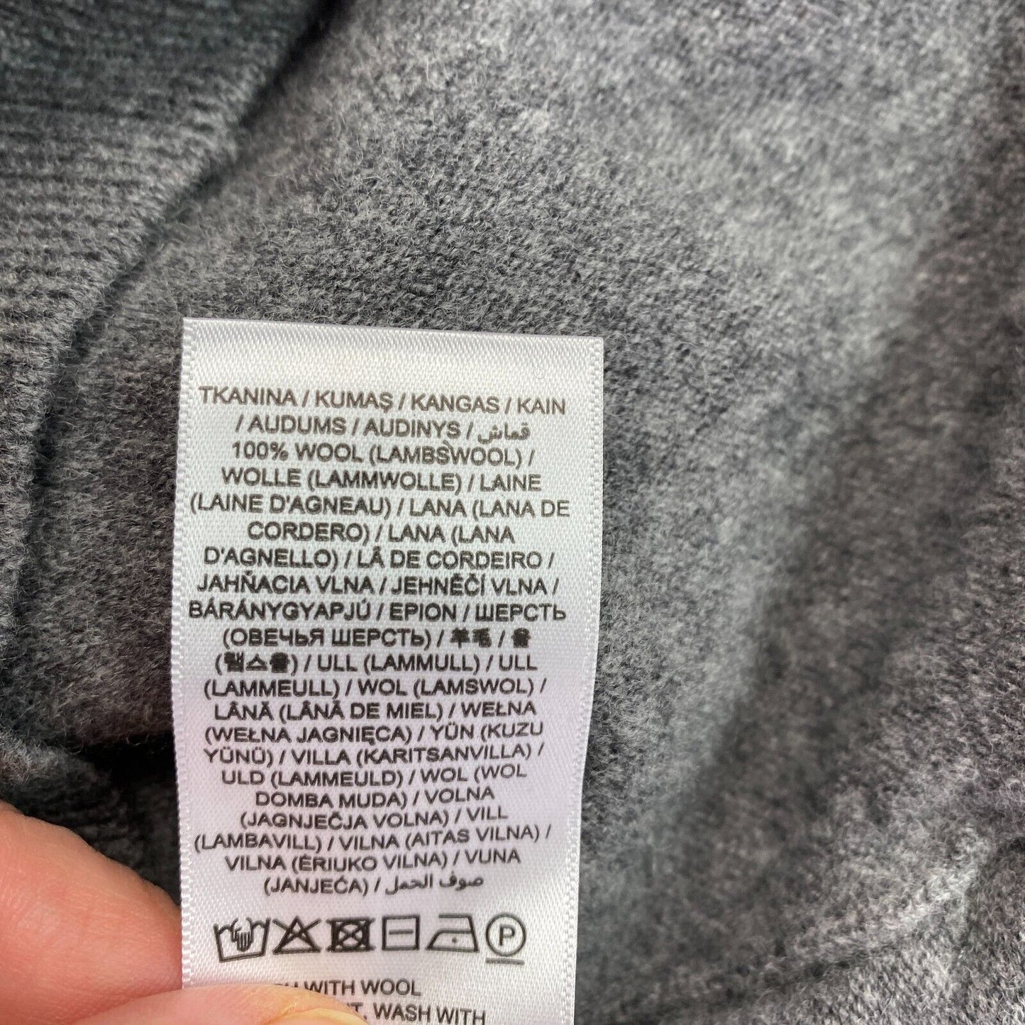 GANT Gris foncé 100% Laine Pull à capuche entièrement zippé Taille XS