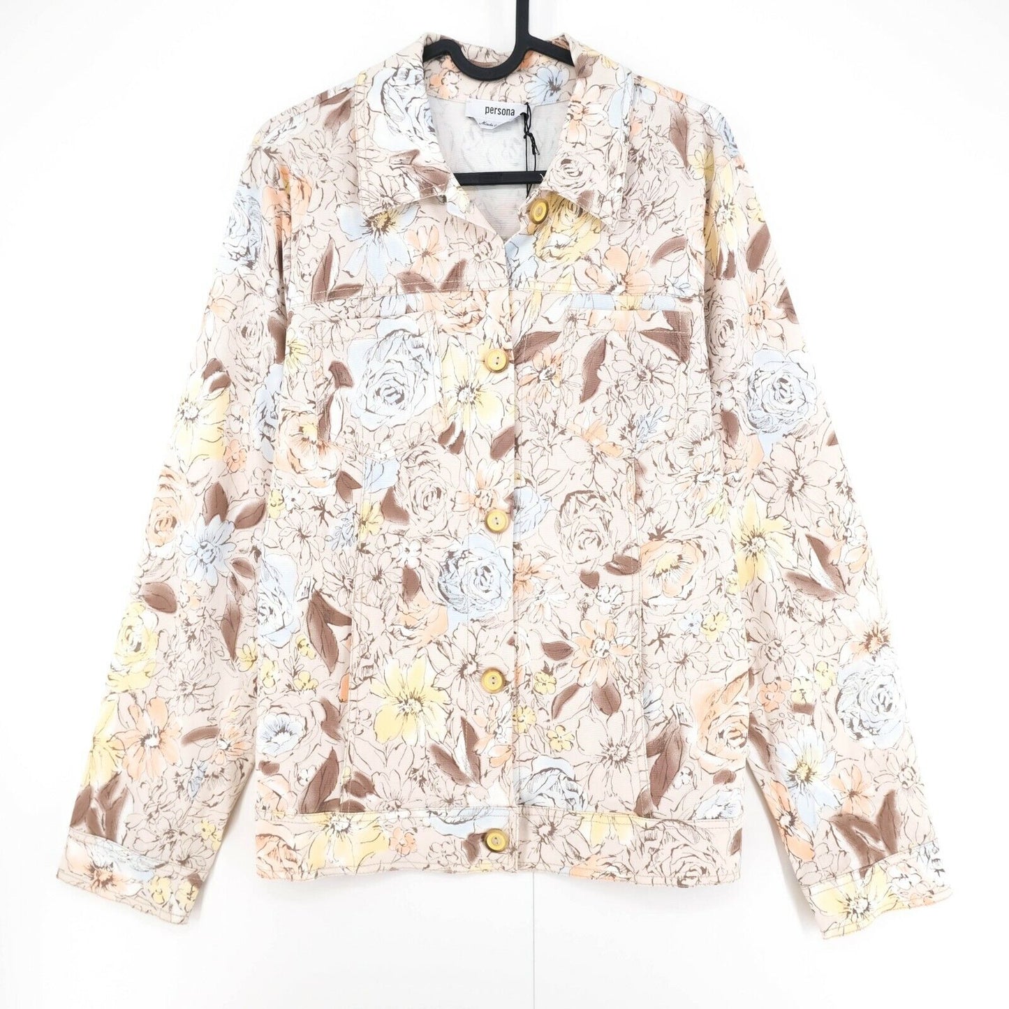 PERSONA White Floral Print Jacket Size EUR 38 UK 10 US 8