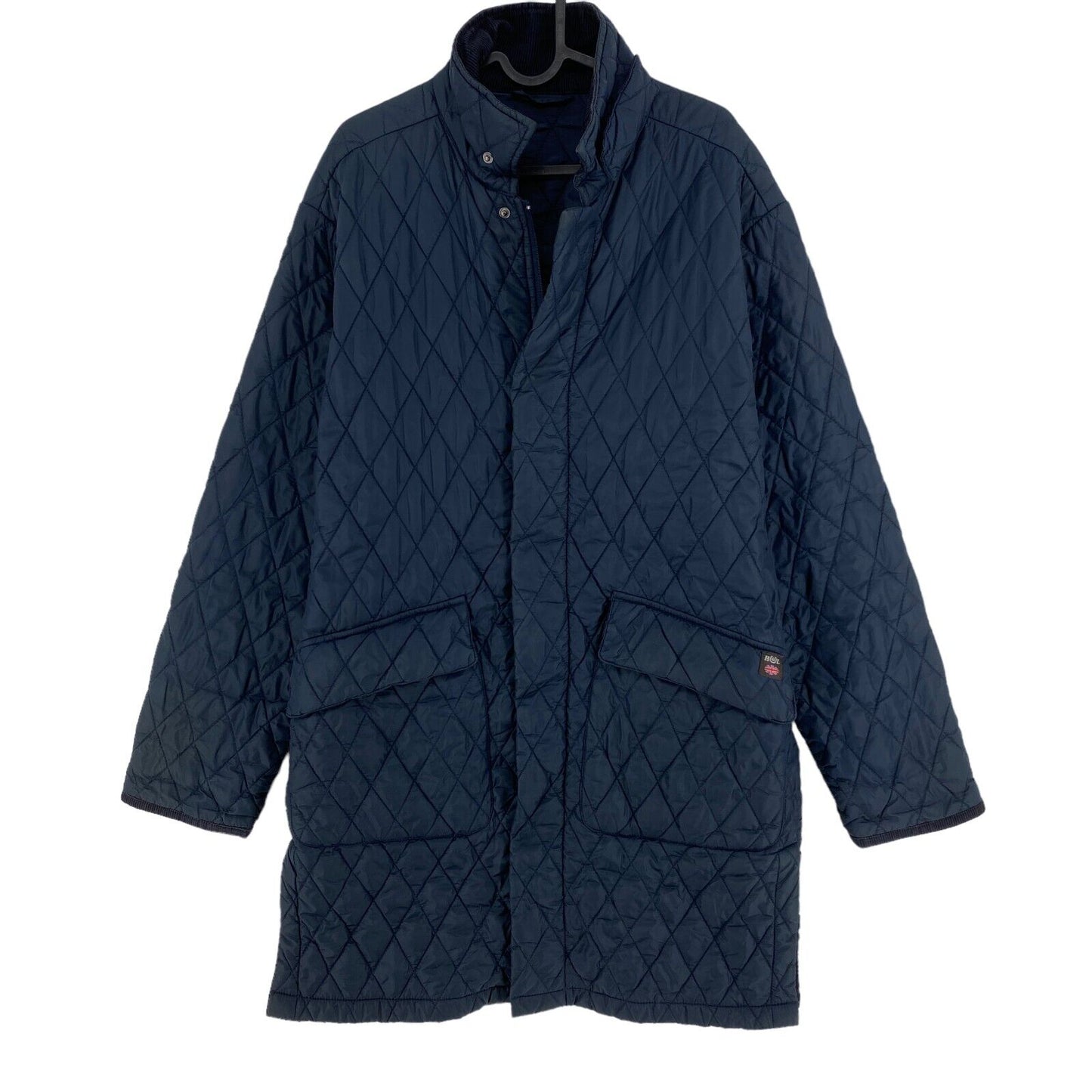 HENRY LLOYD Navy Blue Quilted Long Coat Jacket Size M