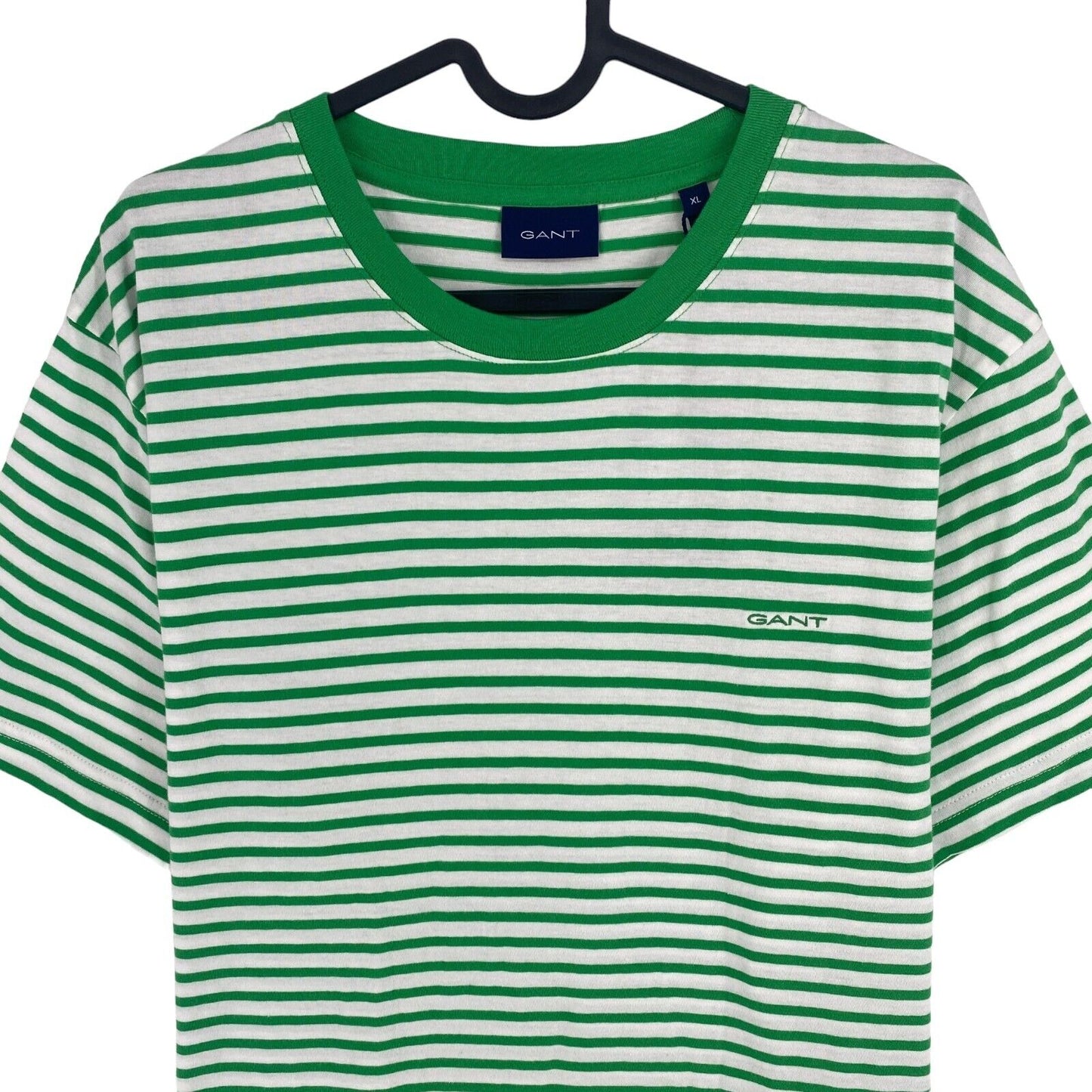 GANT Men Green Striped Crew Neck Short Sleeves T Shirt Size XL