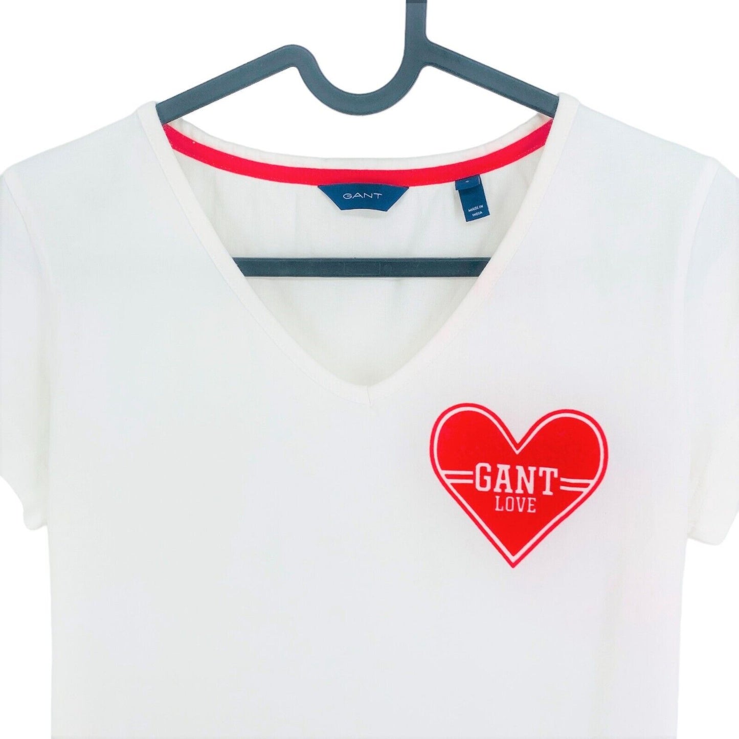 GANT White V Neck T-Shirt Top Size S