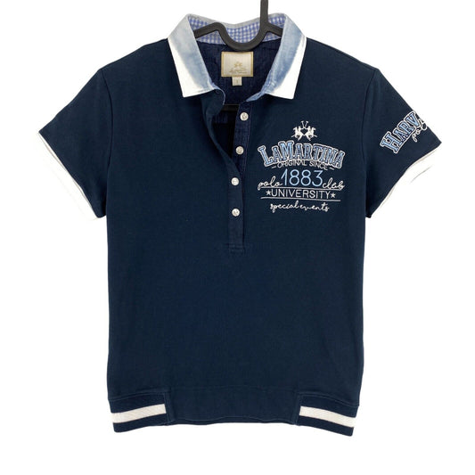 LA MARTINA Navy Blue Pique Stretch Polo Shirt Size 1 / XS