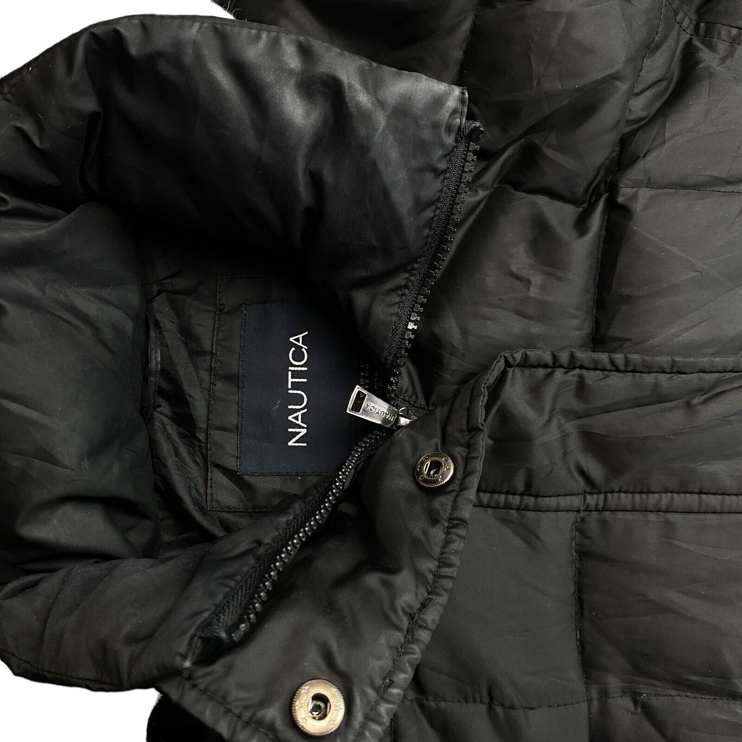 NAUTICA Black Hooded Down Puffer Coat Jacket Size S