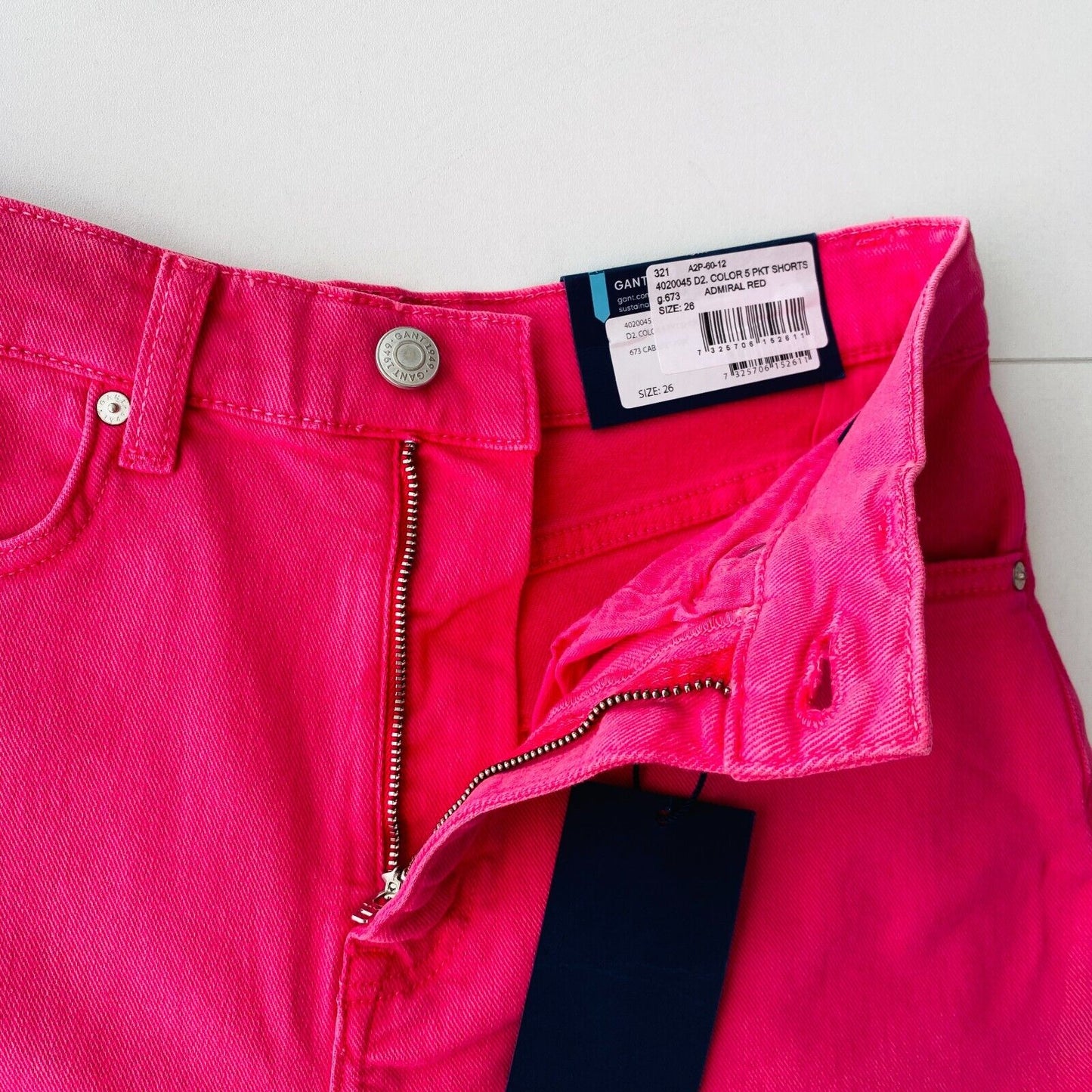 GANT Women Pink Regular Fit Denim Shorts Size W26