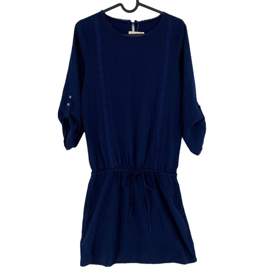 A.S.U. Navy Blue Half Sleeve Round Neck Shift Dress Size M