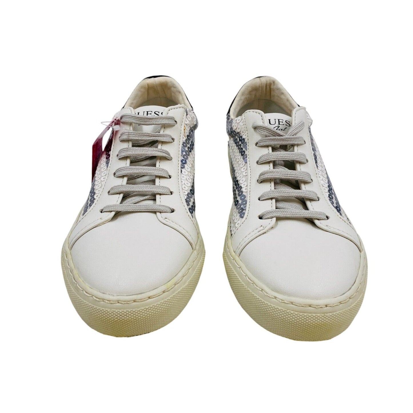 GUESS Women White Sequin Leather Sneakers Trainers Shoes EUR 35 US 5 UK 2.5