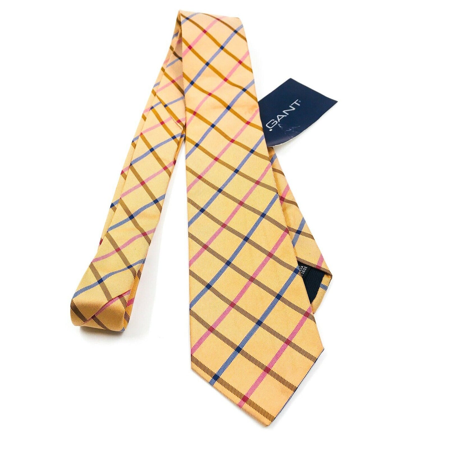 GANT Yellow Striped 100% Silk Handsewn Tie Made In Italy