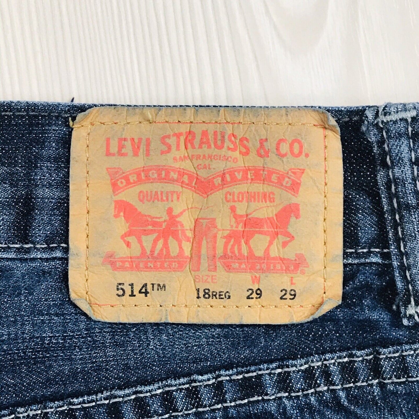 Vintage Levi's 514 Boys Dark Blue Slim Straight Fit Jeans 18 Reg / W29 L29