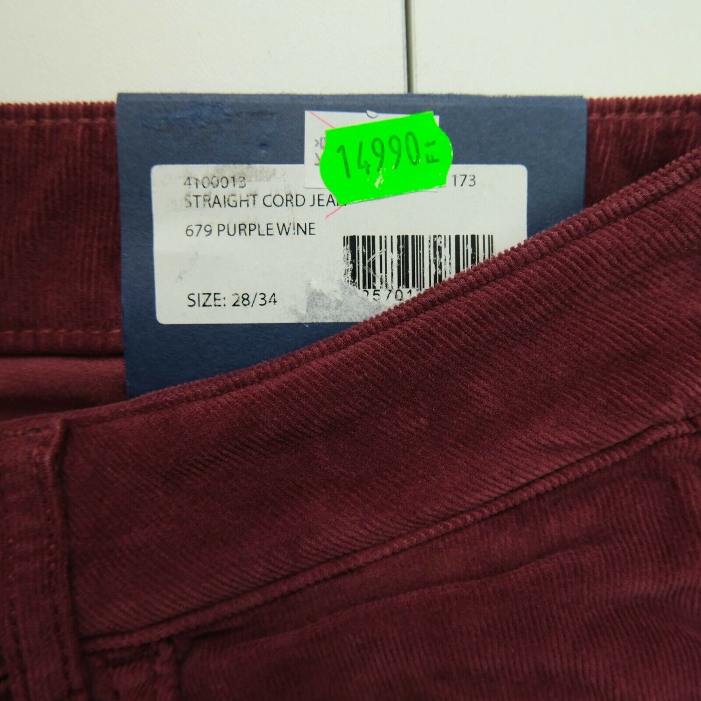 GANT Red Straight Cord Velvet Jeans Size W28 L34