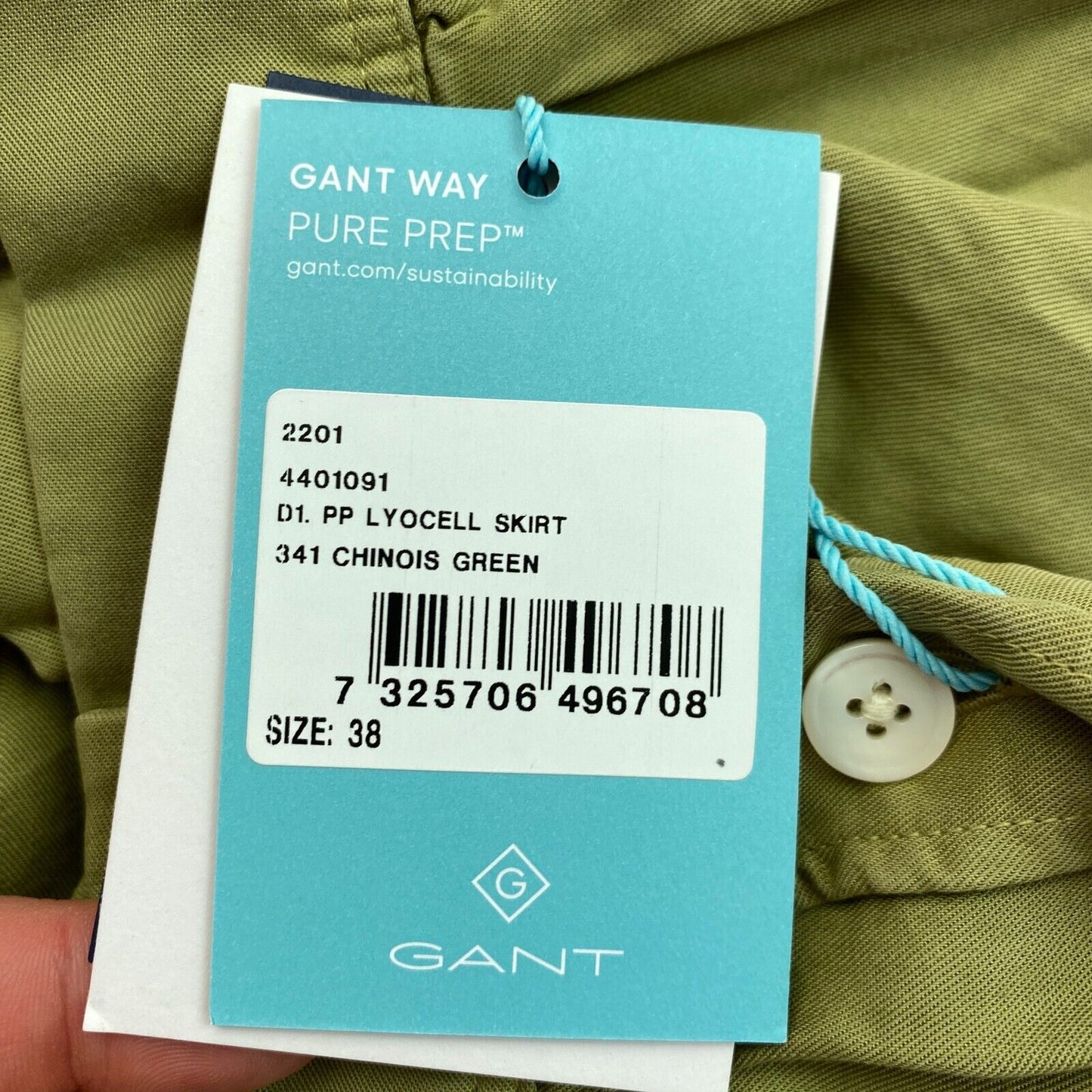 GANT Green Pure Prep Lyocell Flared Skirt Size EU 38 UK 10 US 8