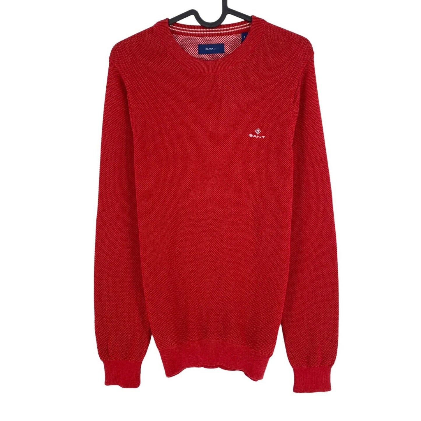 GANT Red Cotton Pique Crew Neck Sweater Jumper Size S