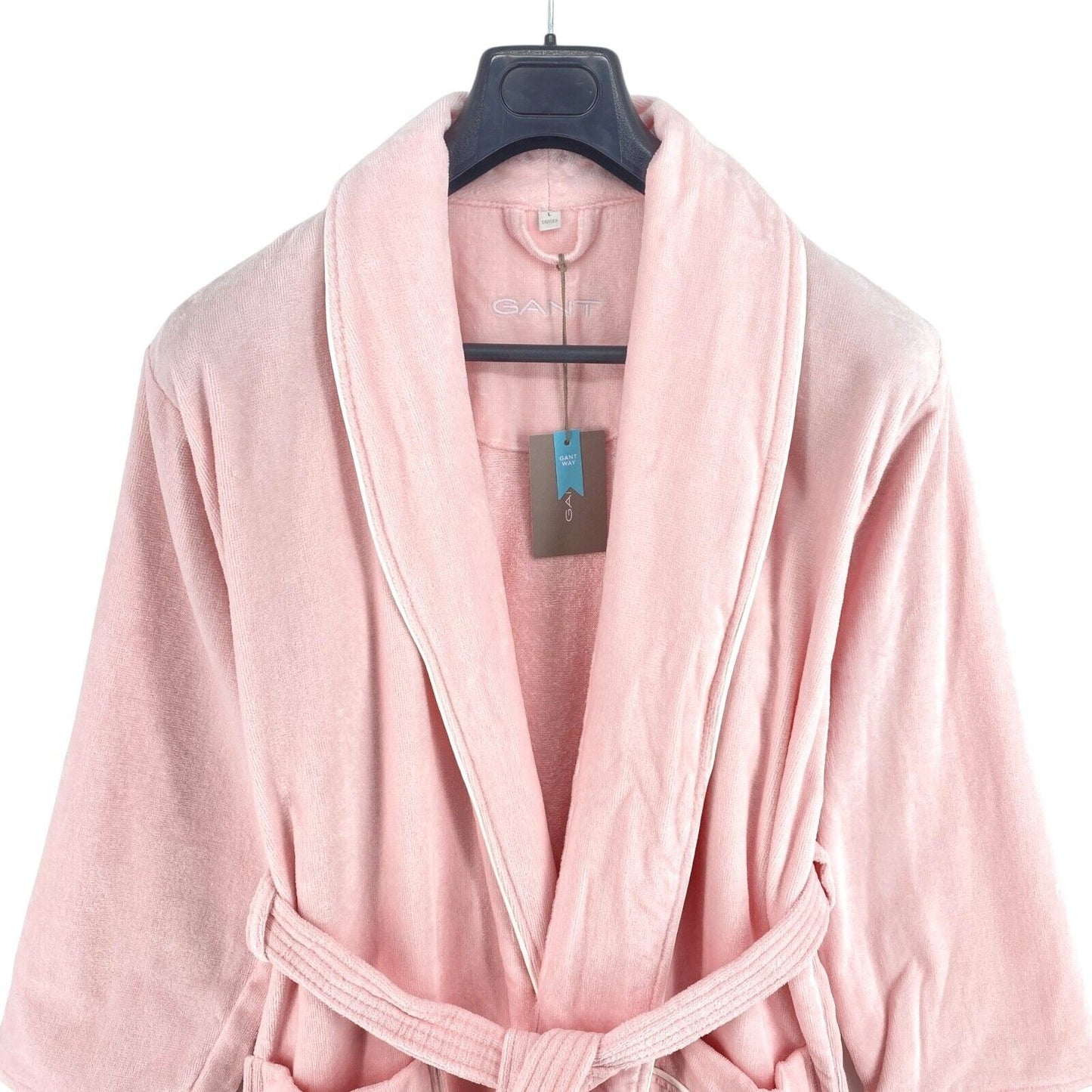 GANT Light Pink Icon G Belted 100% Cotton Robe Size Unisex L