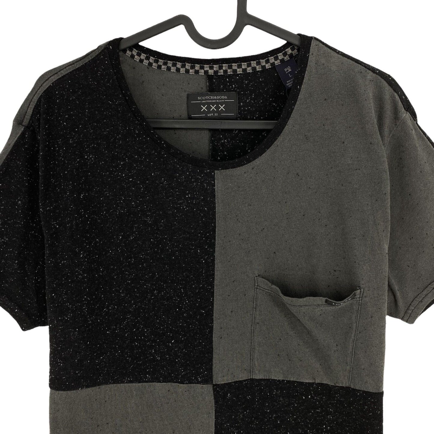 SCOTCH & SODA Grey & Black Square Pocket Crew Neck T Shirt Size S M L